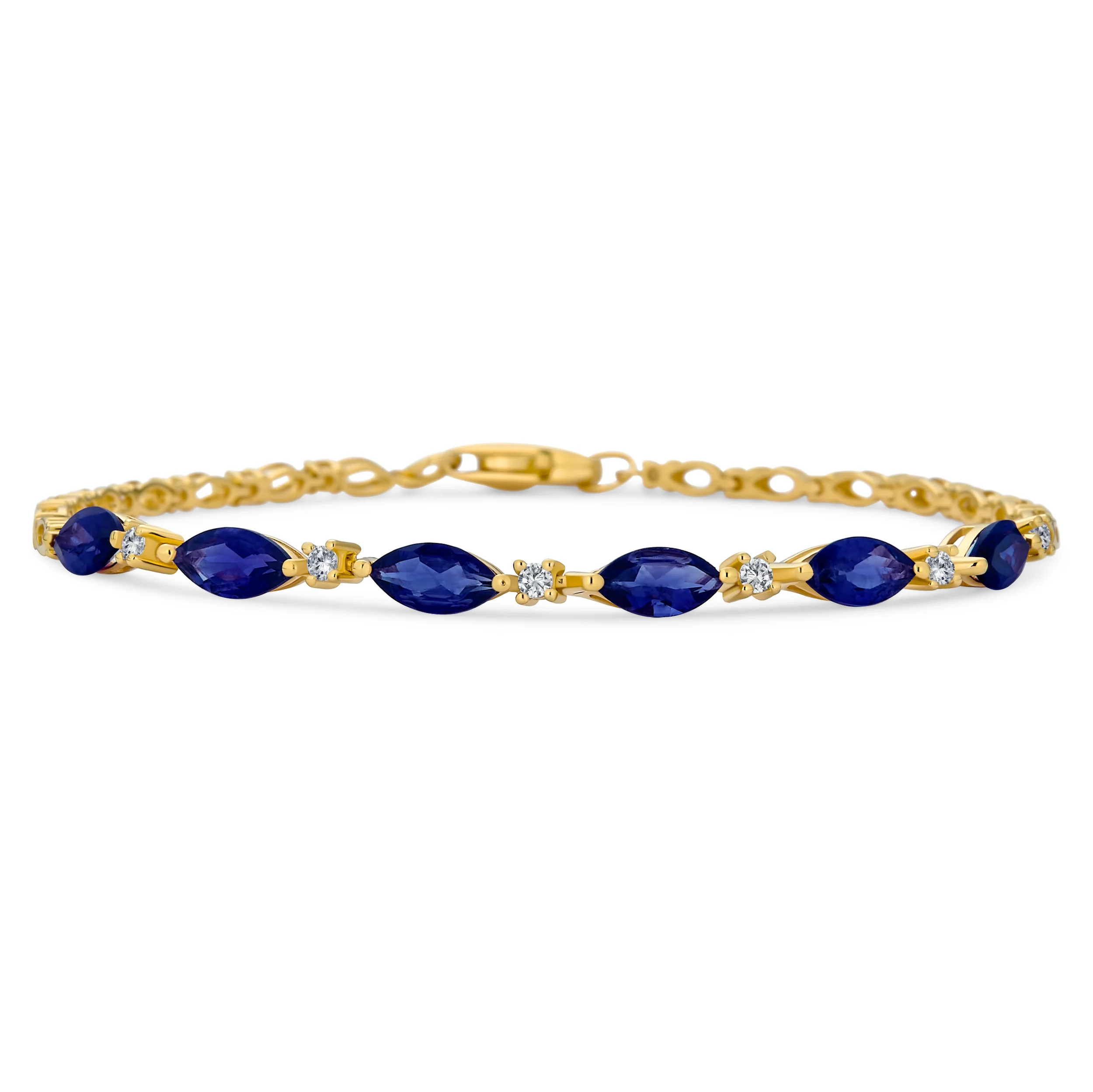 Oval Blue Sapphire Purple Amethyst & Zircon Alternating Tennis Bracelet Silver - Image 2