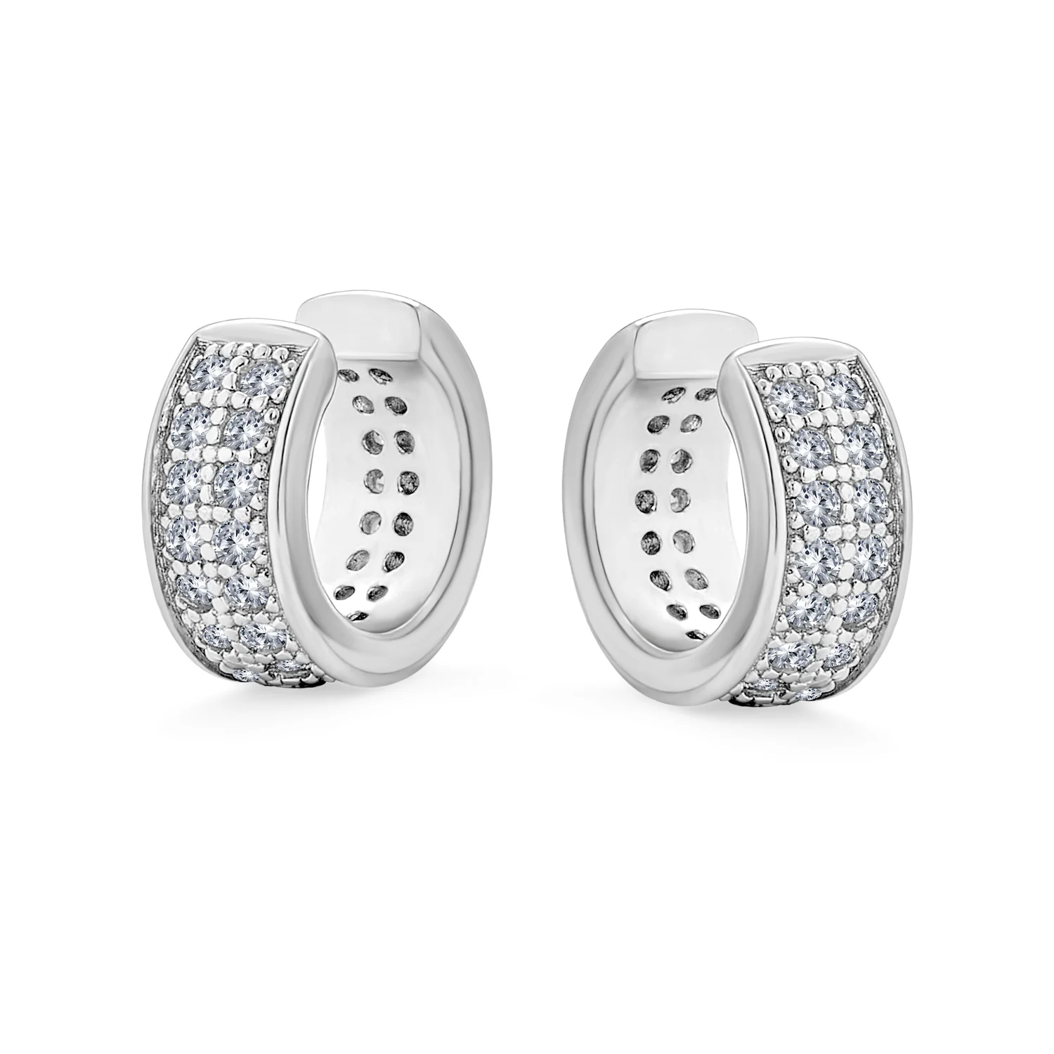 Minimalist Pave CZ Band Cartilage Ear Cuffs Clip Wrap Earrings Sterling Silver - Image 3