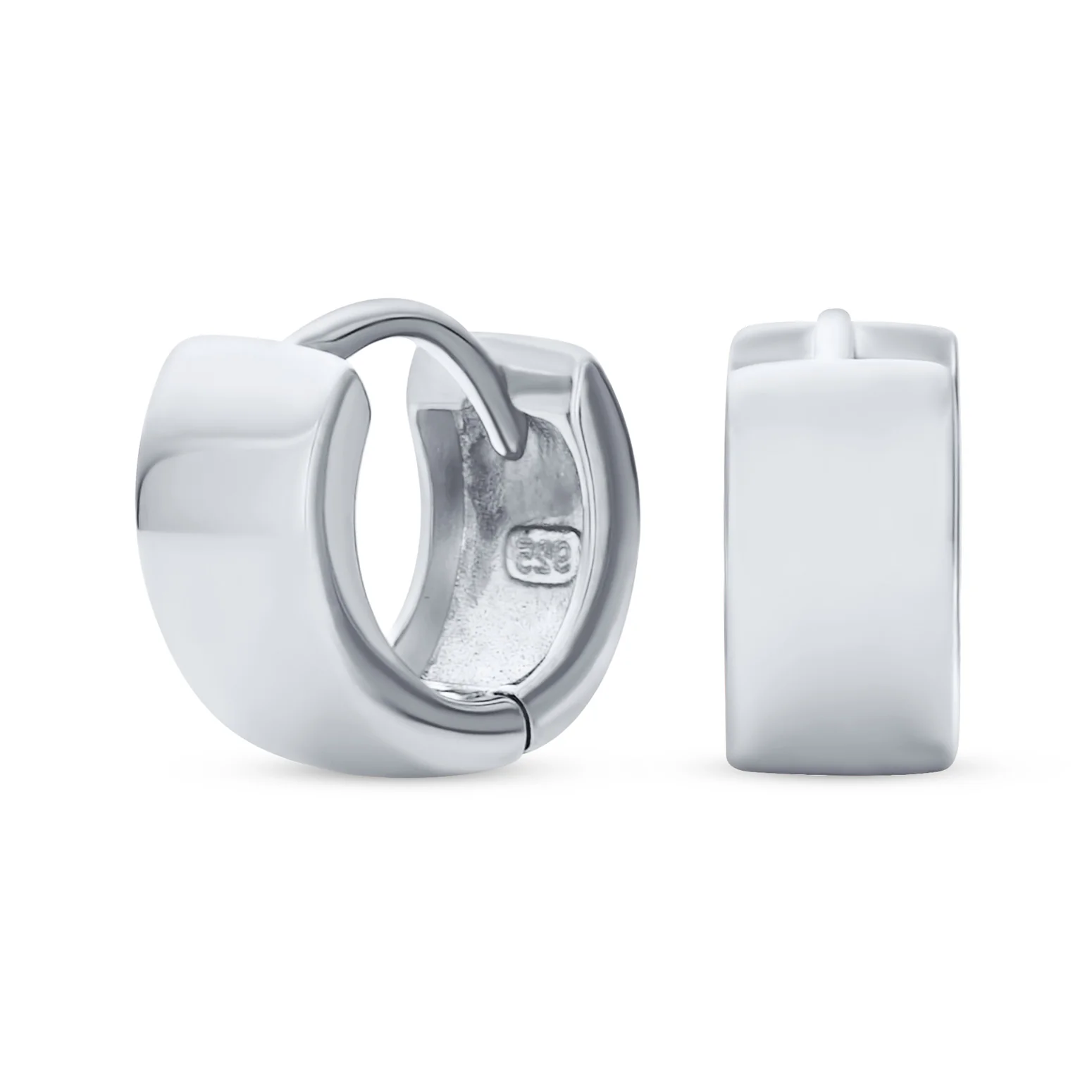 Simple Basic Wide Huggie Hoop Earrings Rose Gold Plated Sterling Silver