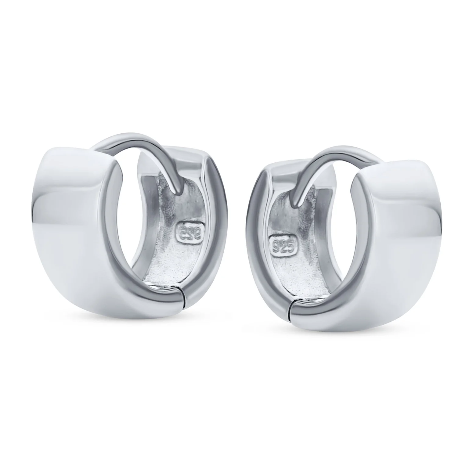 Simple Basic Wide Huggie Hoop Earrings Rose Gold Plated Sterling Silver - Image 3
