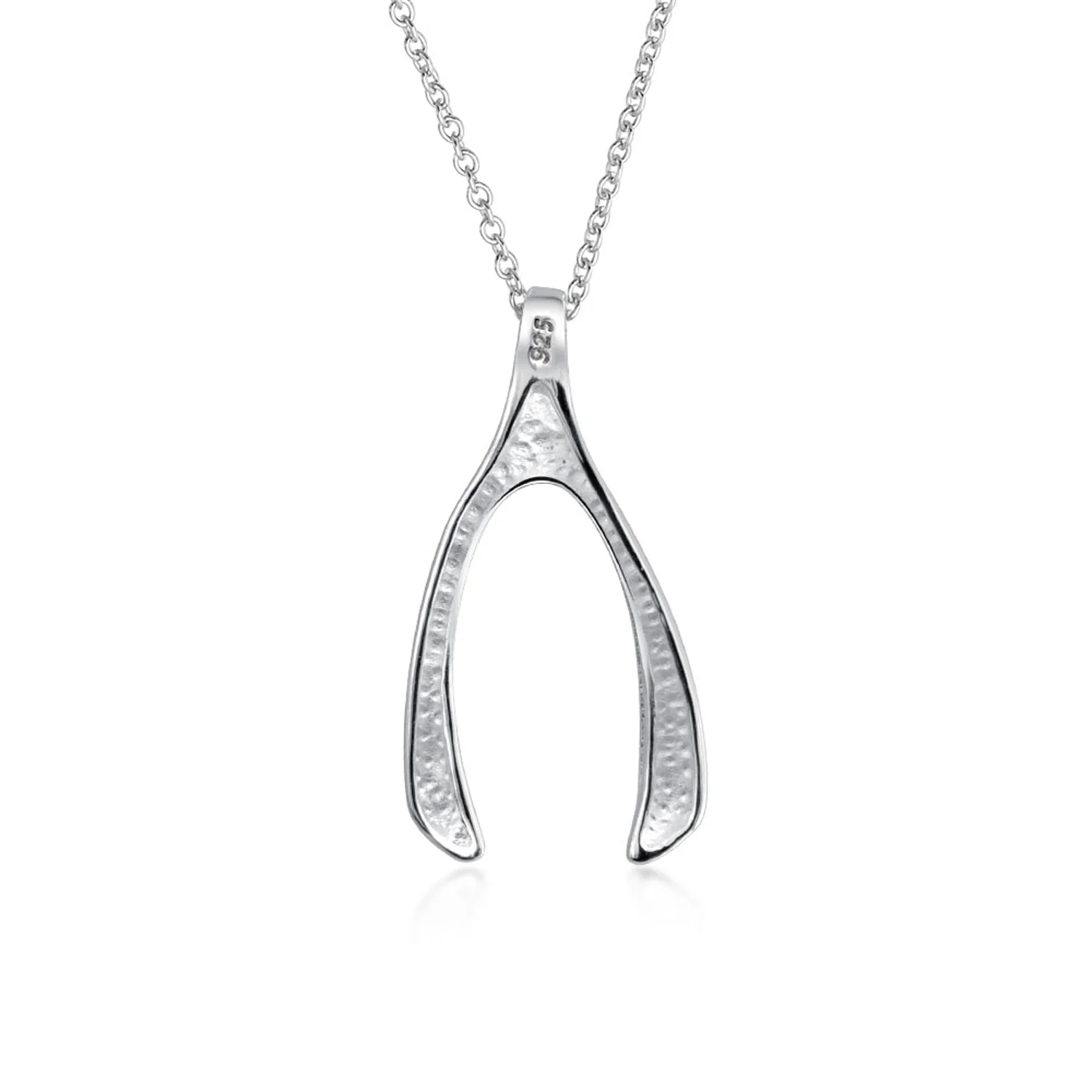 Graduation Charm Good Luck Wishbone Pendant Necklace .925 Sterling Silver - Image 3