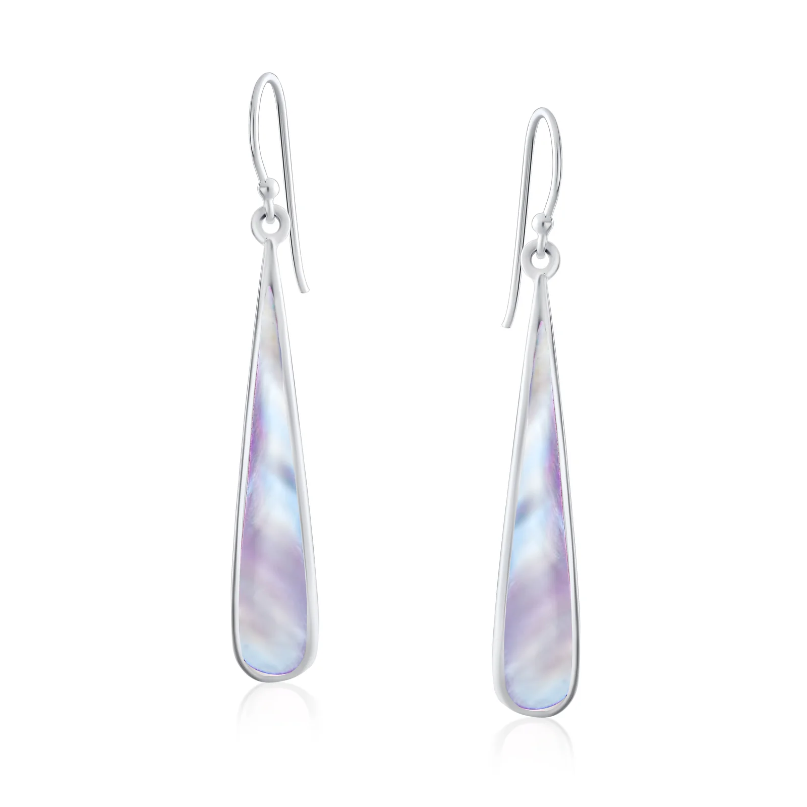 Simple Green Agate Inlay Long Flat Teardrop Shaped Dangle Earrings .925 Sterling Silver - Image 12