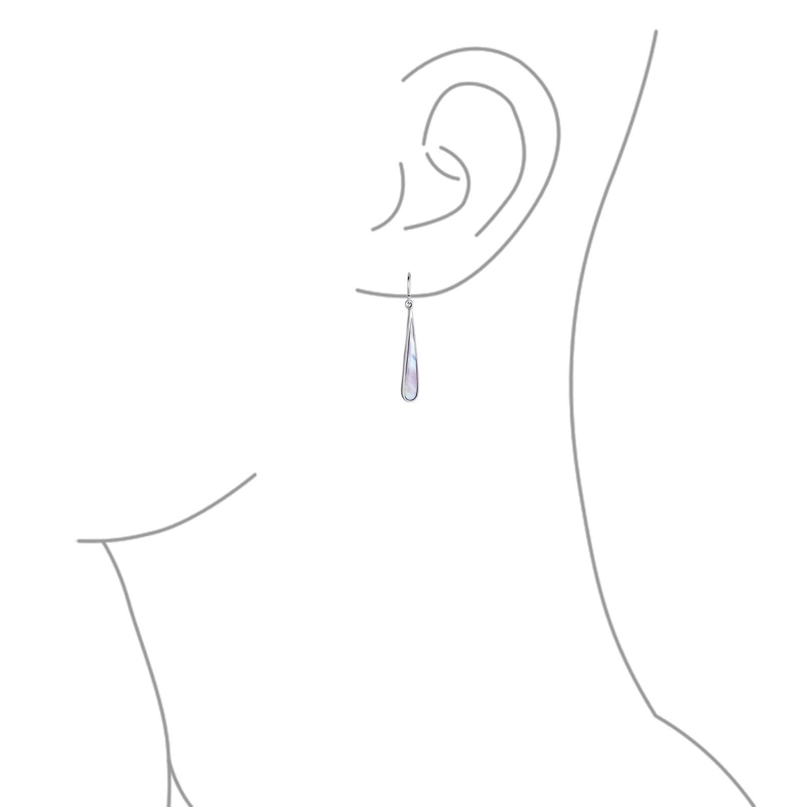 Simple Green Agate Inlay Long Flat Teardrop Shaped Dangle Earrings .925 Sterling Silver - Image 18