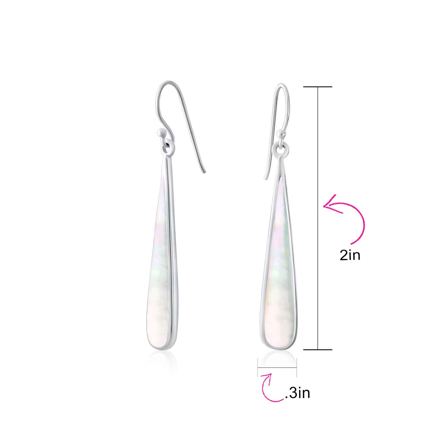Simple Green Agate Inlay Long Flat Teardrop Shaped Dangle Earrings .925 Sterling Silver - Image 21