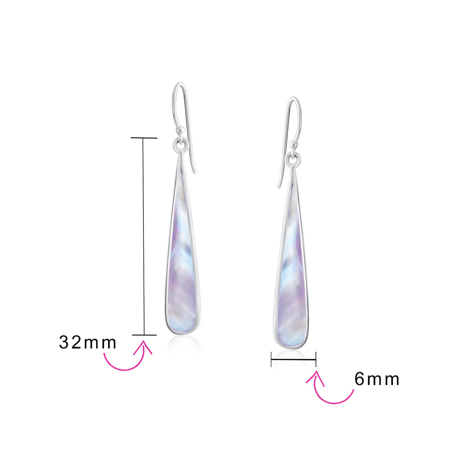Simple Green Agate Inlay Long Flat Teardrop Shaped Dangle Earrings .925 Sterling Silver - Image 24