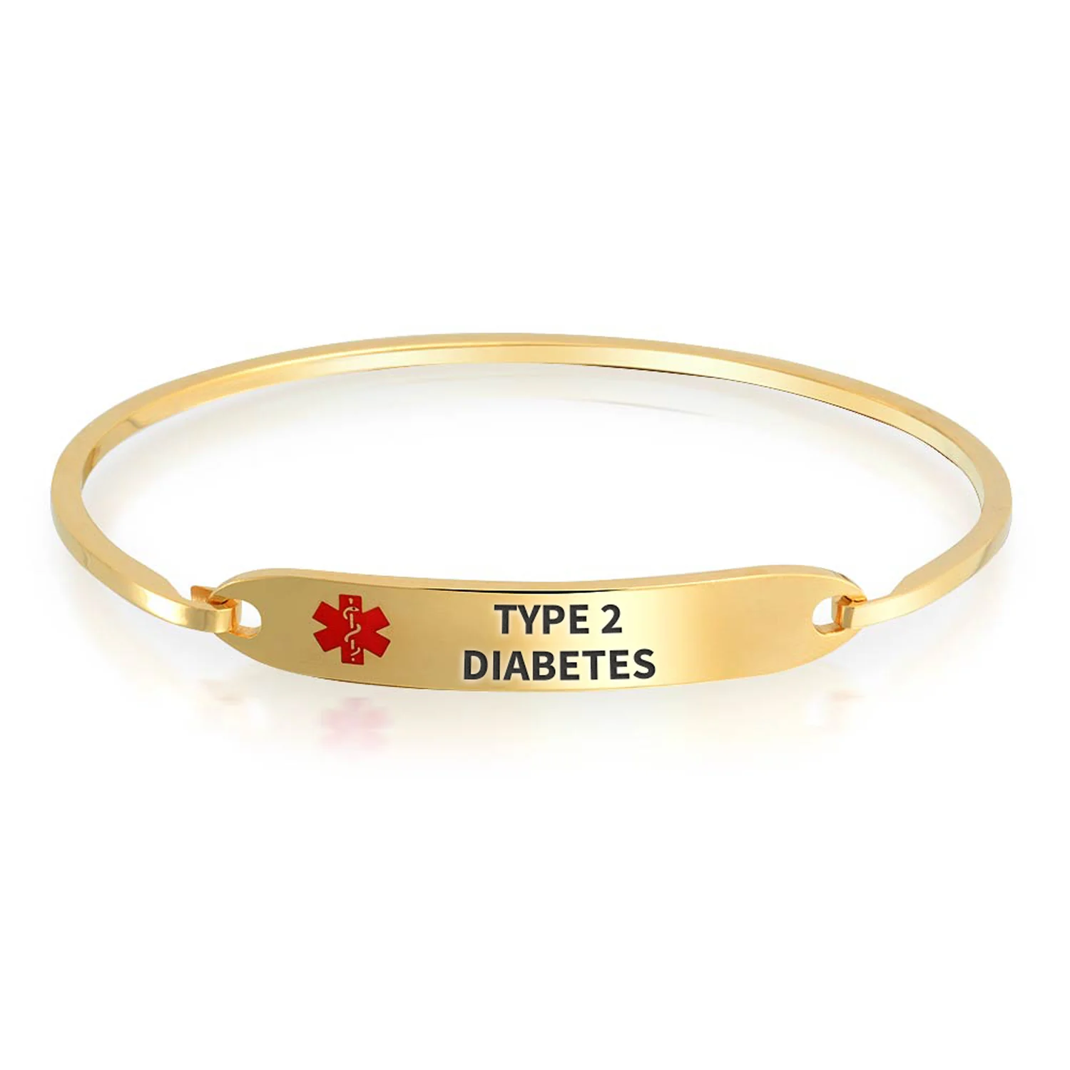Sleek Medical ID Bracelet Bangle Stainless Steel 7 Inch - Image 10
