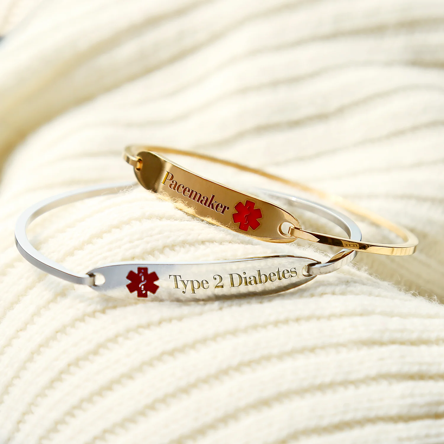 Sleek Medical ID Bracelet Bangle Stainless Steel 7 Inch - Image 101