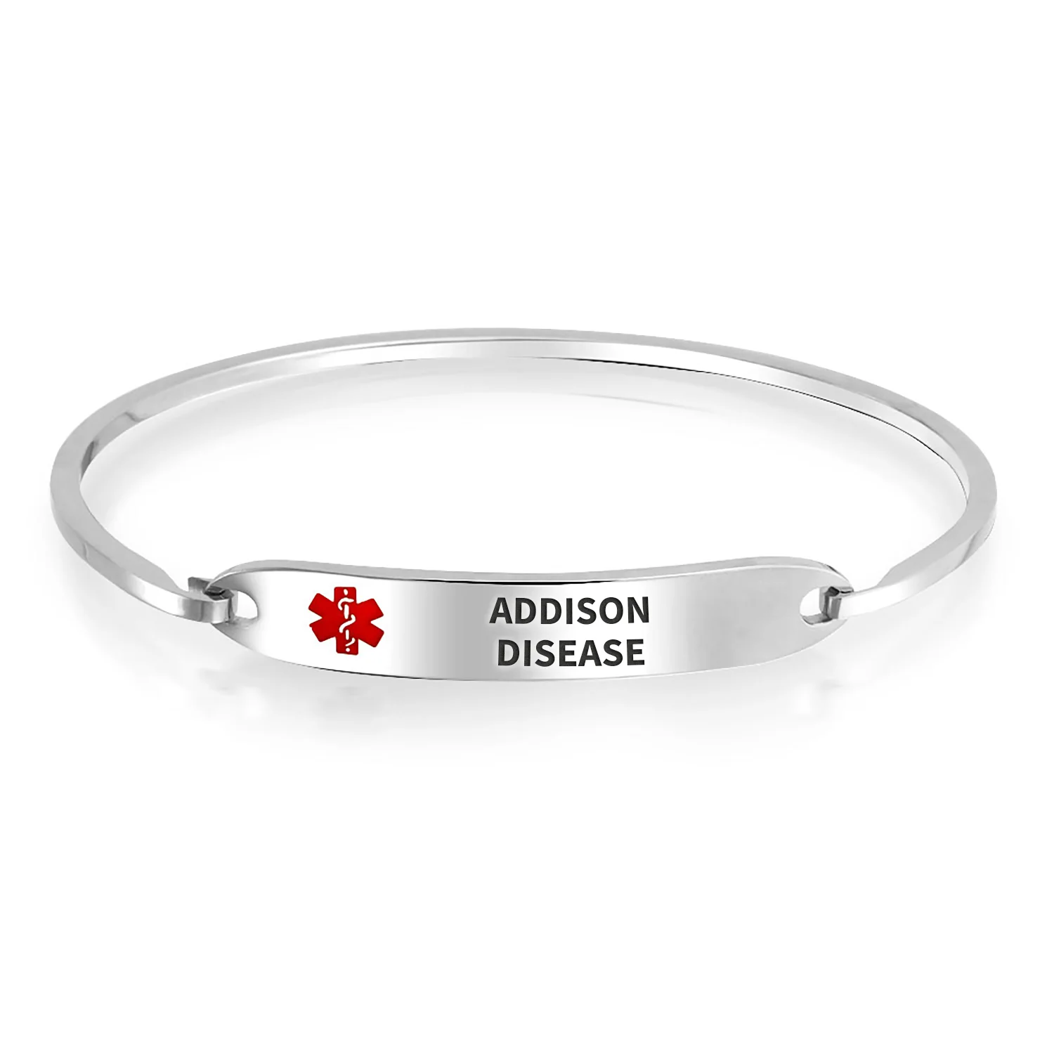 Sleek Medical ID Bracelet Bangle Stainless Steel 7 Inch - Image 11