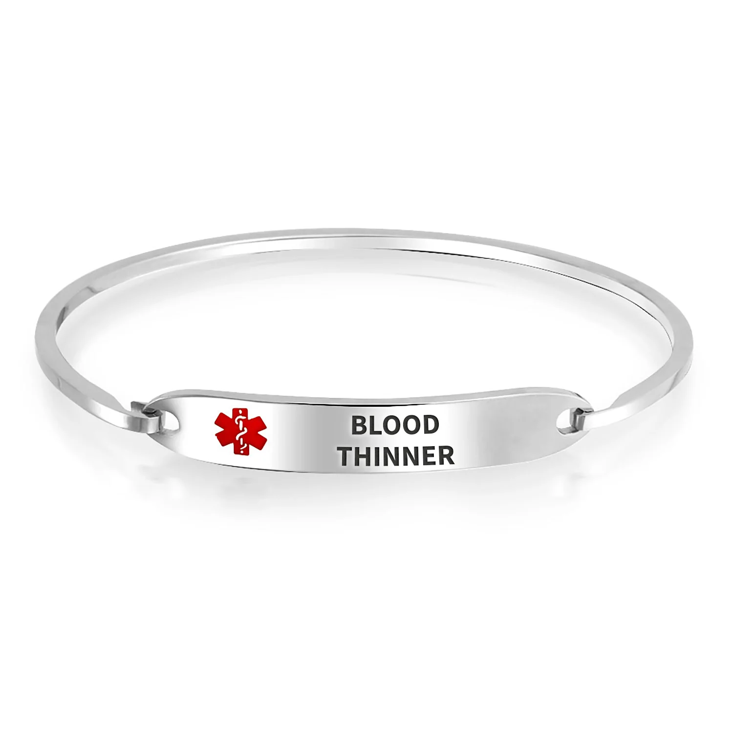Sleek Medical ID Bracelet Bangle Stainless Steel 7 Inch - Image 12