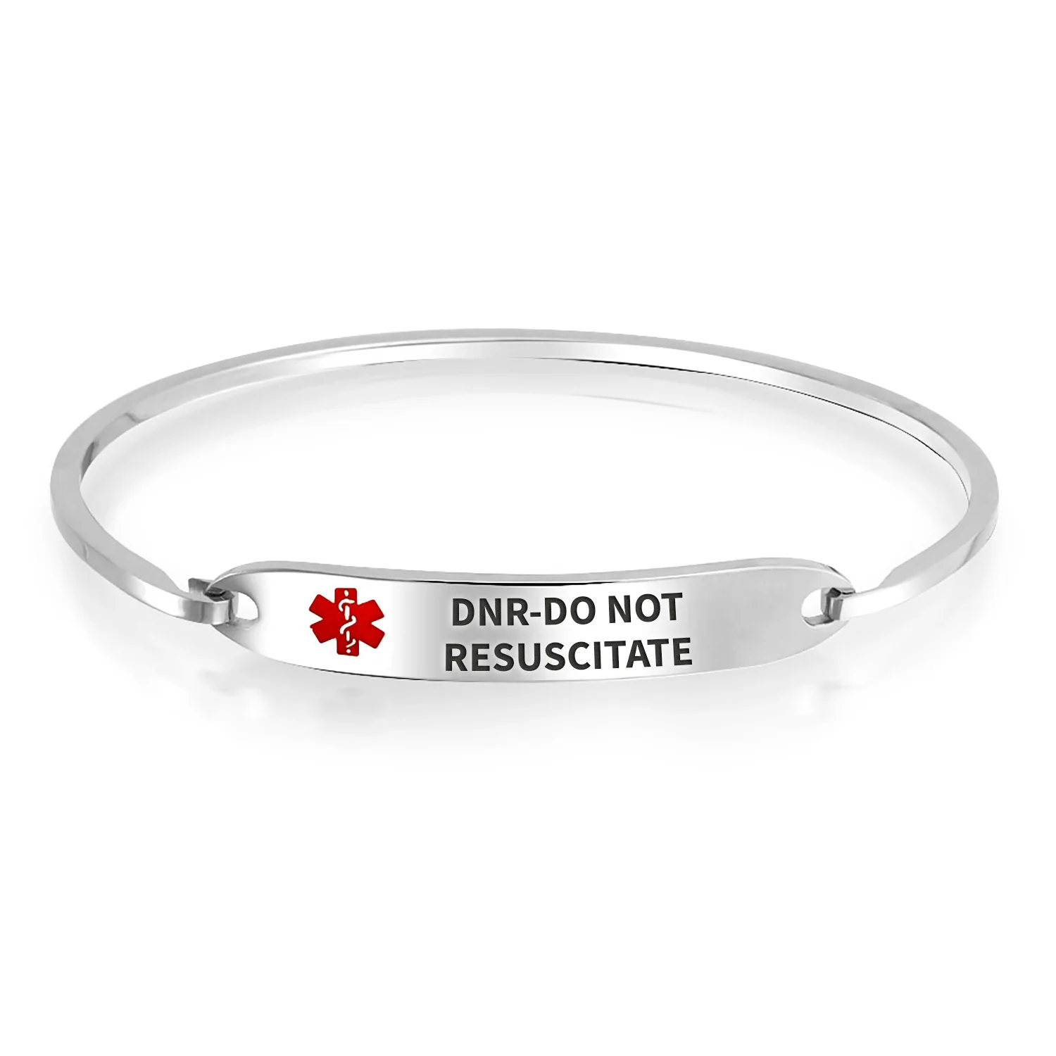 Sleek Medical ID Bracelet Bangle Stainless Steel 7 Inch - Image 14