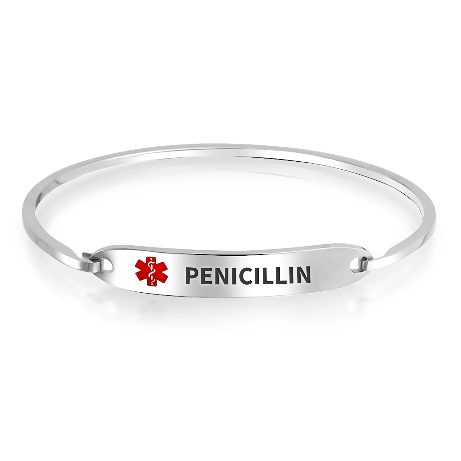 Sleek Medical ID Bracelet Bangle Stainless Steel 7 Inch - Image 16