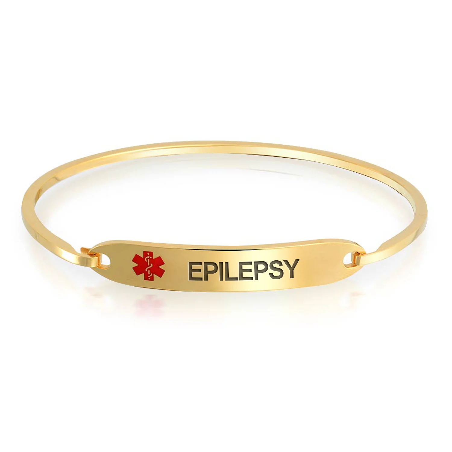Sleek Medical ID Bracelet Bangle Stainless Steel 7 Inch - Image 20