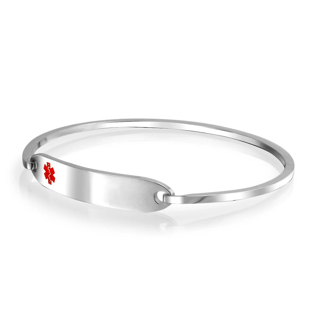 Sleek Medical ID Bracelet Bangle Stainless Steel 7 Inch - Image 21