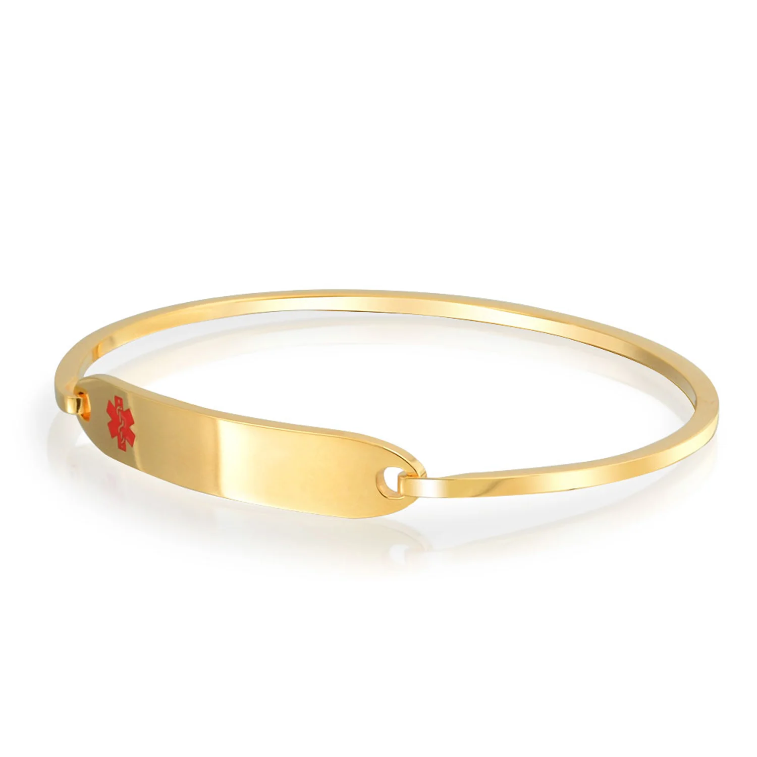 Sleek Medical ID Bracelet Bangle Stainless Steel 7 Inch - Image 22