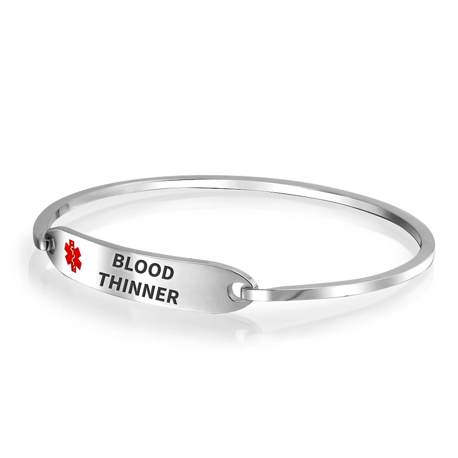 Sleek Medical ID Bracelet Bangle Stainless Steel 7 Inch - Image 32