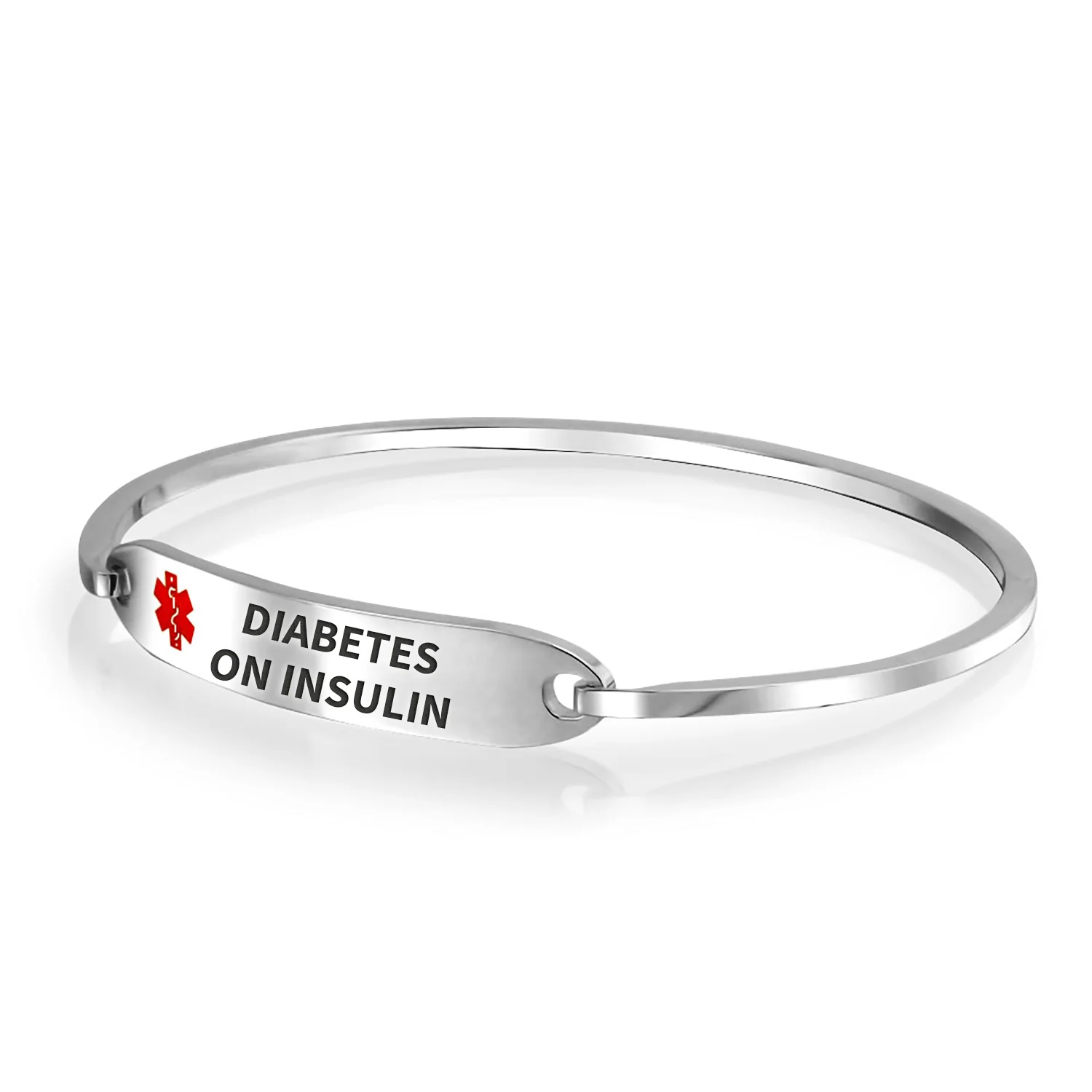 Sleek Medical ID Bracelet Bangle Stainless Steel 7 Inch - Image 33