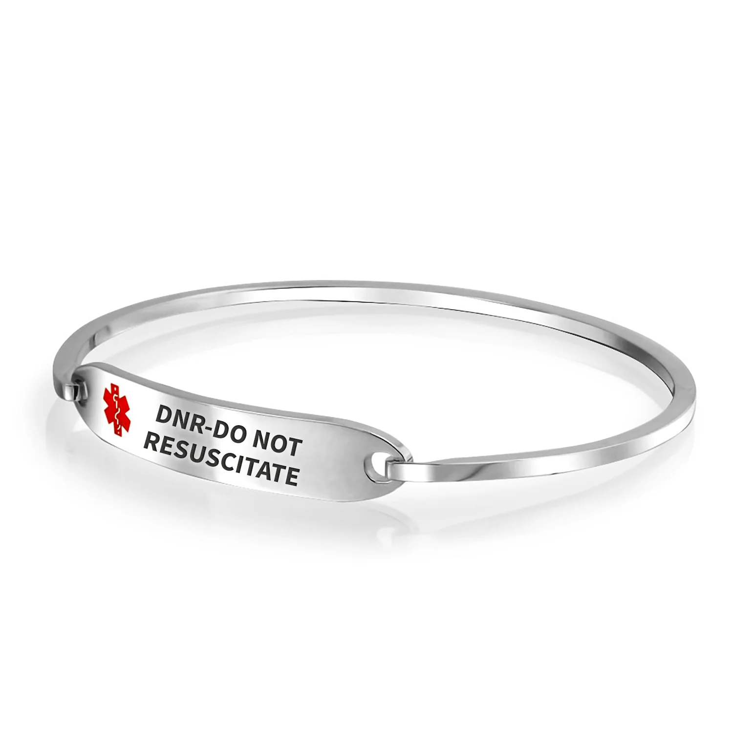 Sleek Medical ID Bracelet Bangle Stainless Steel 7 Inch - Image 34