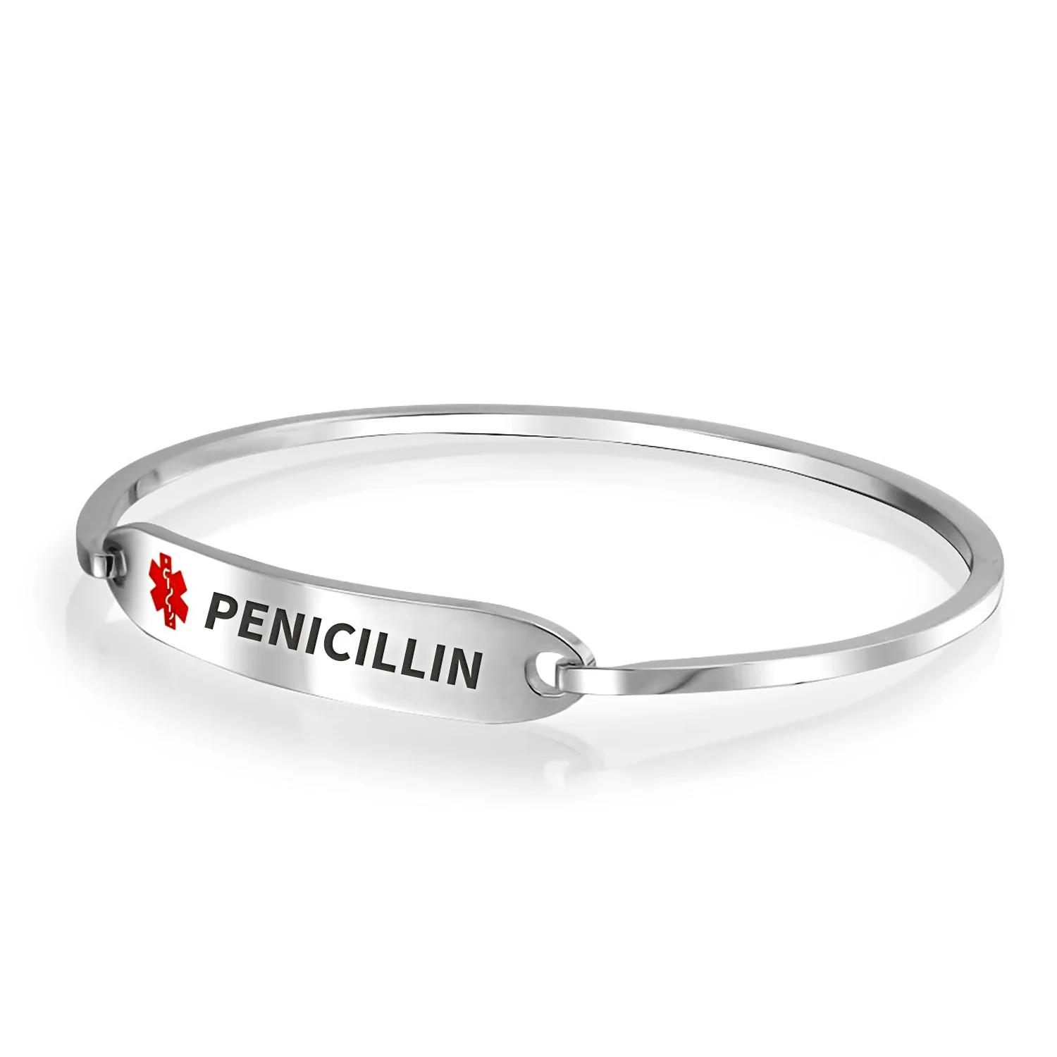 Sleek Medical ID Bracelet Bangle Stainless Steel 7 Inch - Image 36