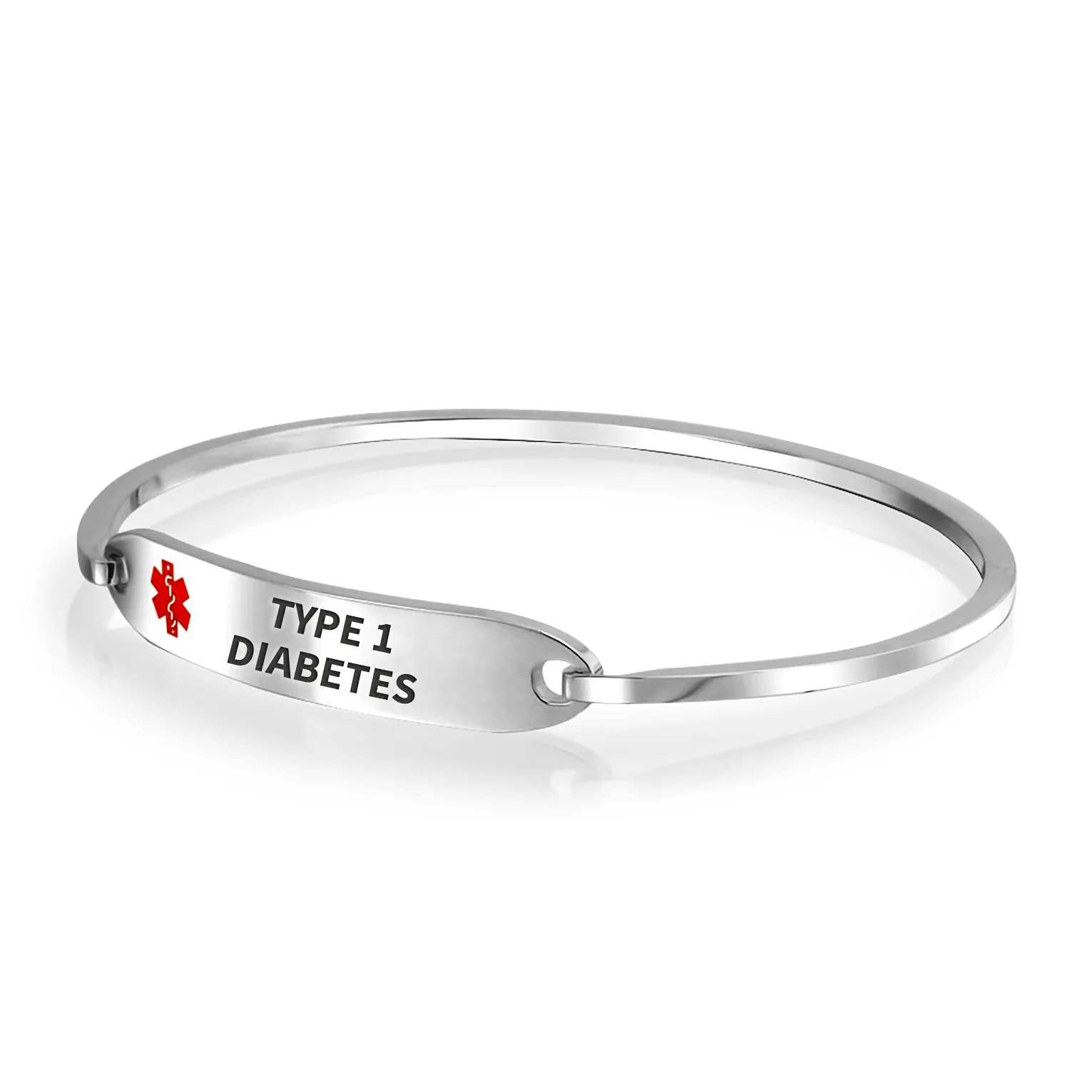 Sleek Medical ID Bracelet Bangle Stainless Steel 7 Inch - Image 37