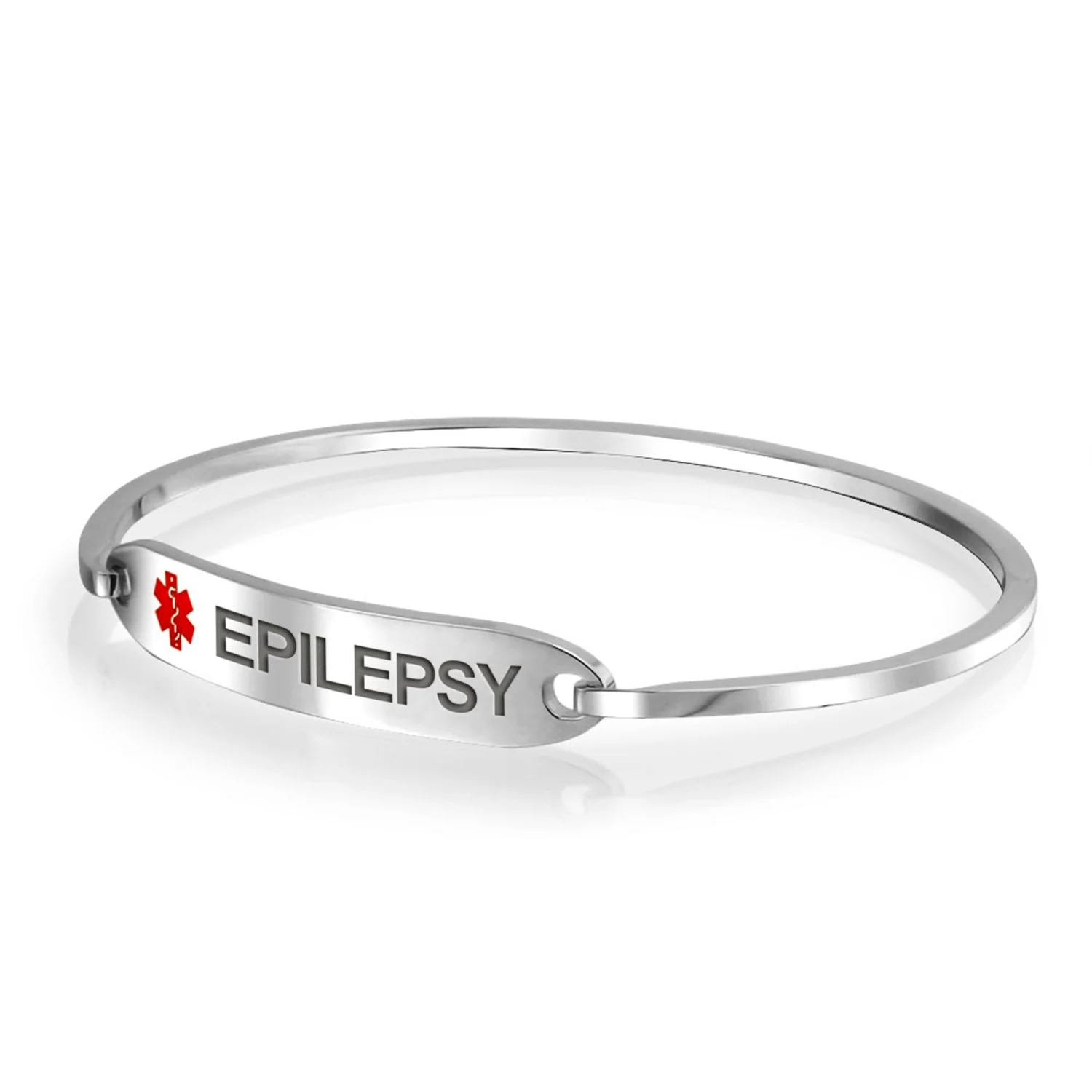 Sleek Medical ID Bracelet Bangle Stainless Steel 7 Inch - Image 39