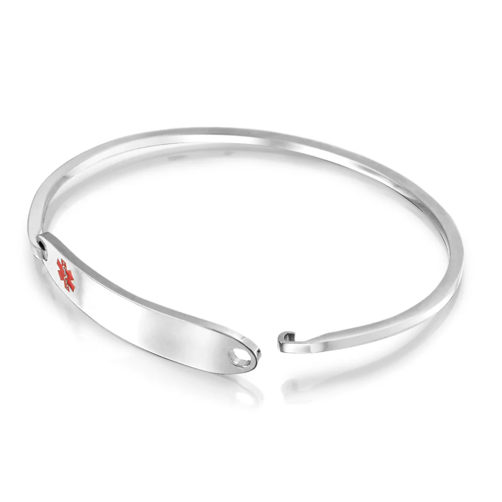 Sleek Medical ID Bracelet Bangle Stainless Steel 7 Inch - Image 41