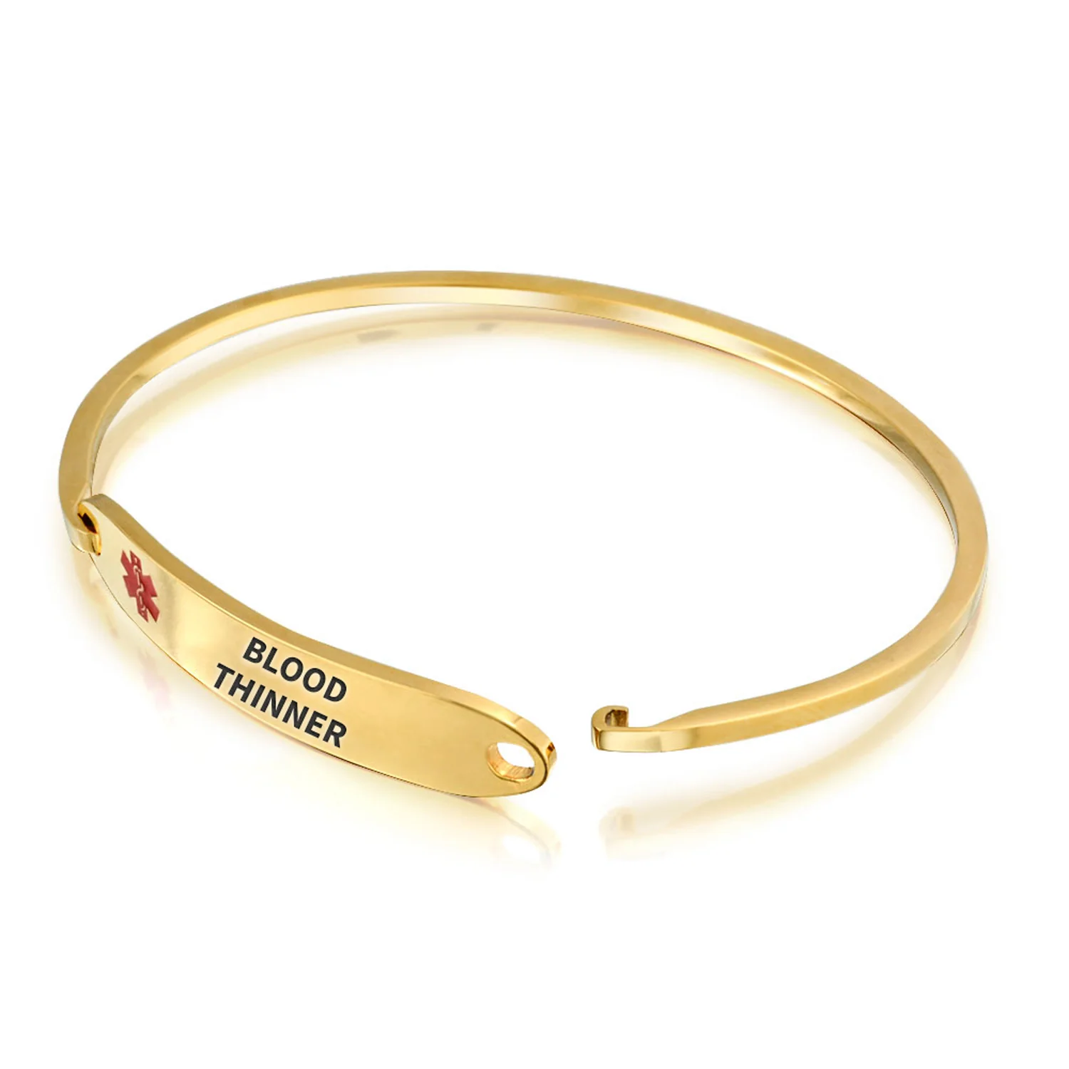 Sleek Medical ID Bracelet Bangle Stainless Steel 7 Inch - Image 44