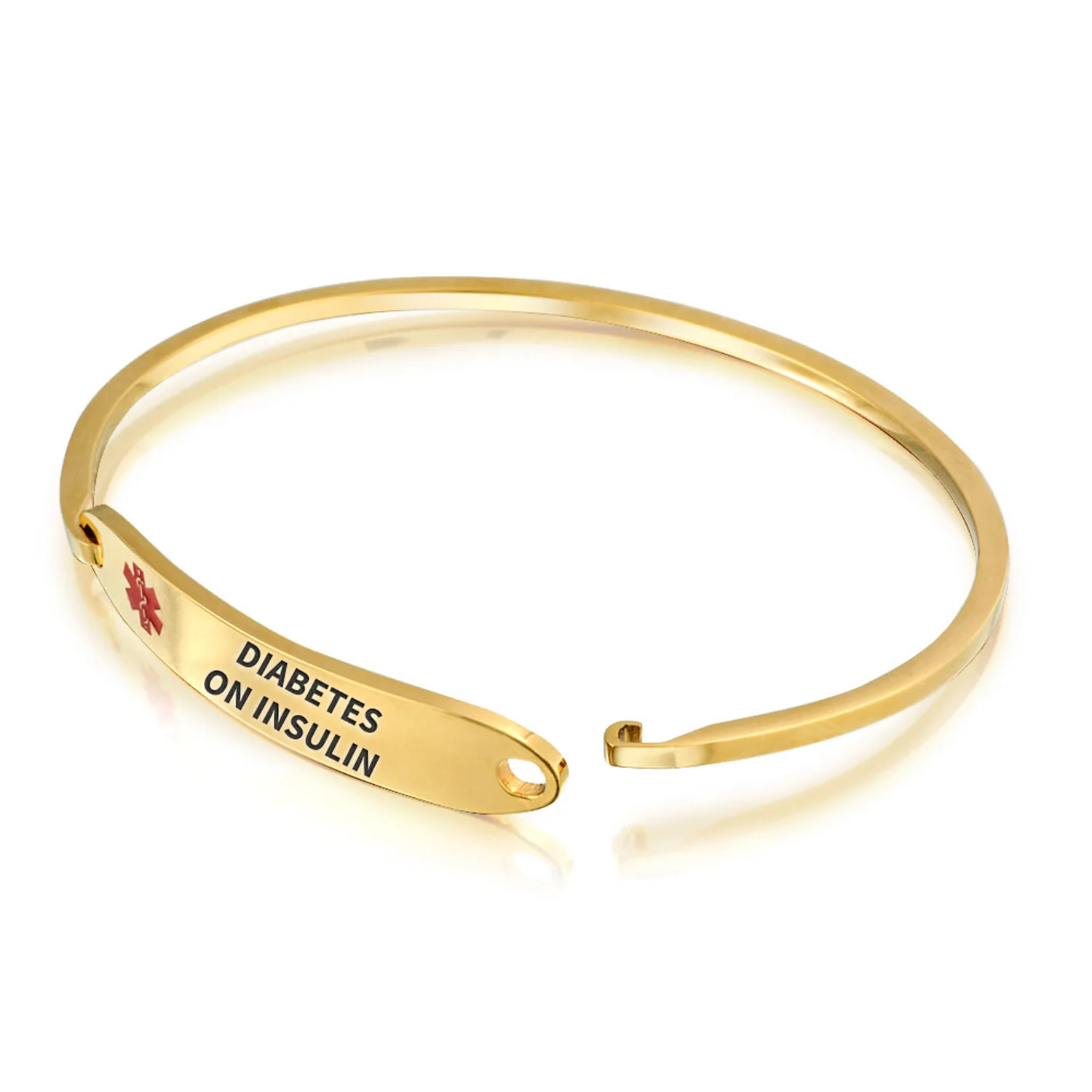 Sleek Medical ID Bracelet Bangle Stainless Steel 7 Inch - Image 45