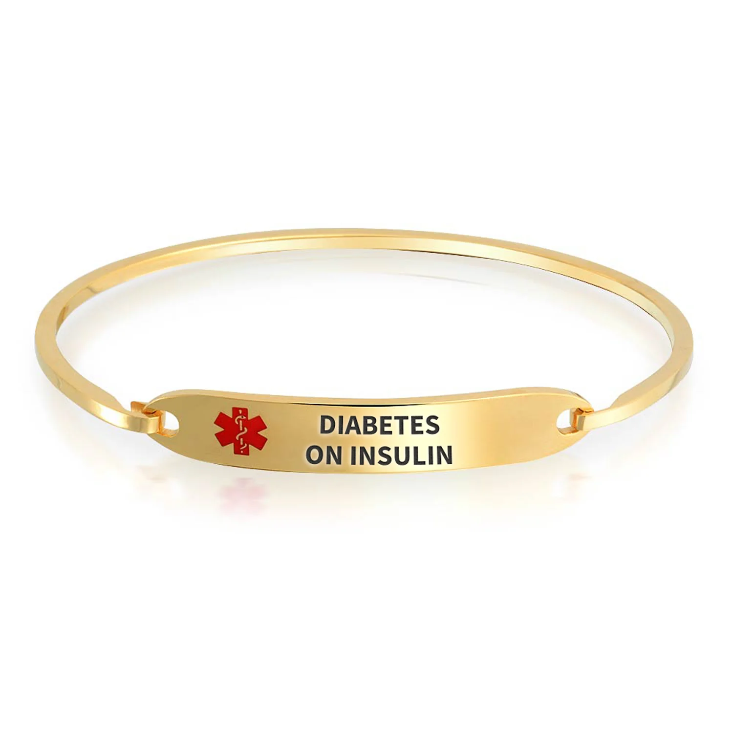 Sleek Medical ID Bracelet Bangle Stainless Steel 7 Inch - Image 5