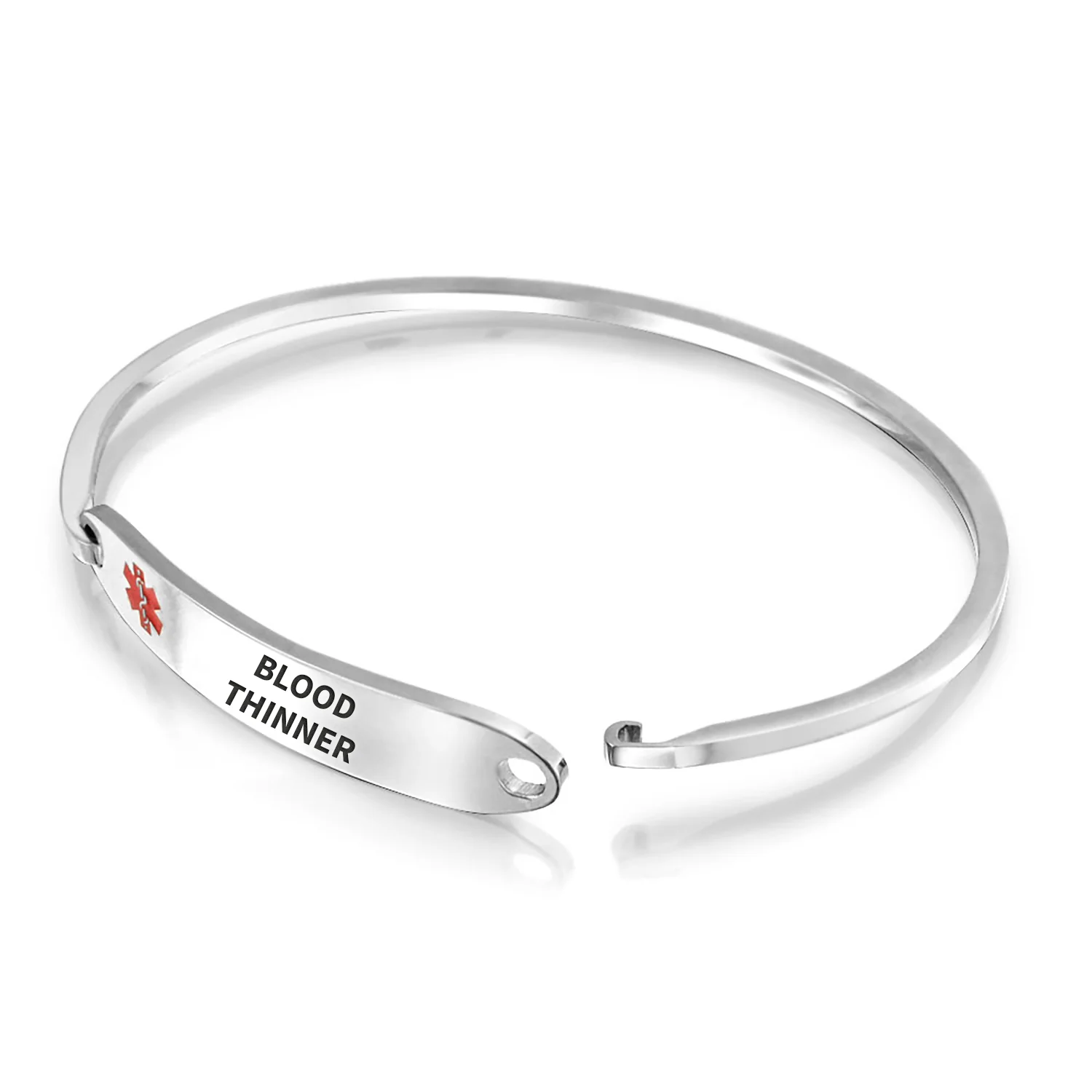 Sleek Medical ID Bracelet Bangle Stainless Steel 7 Inch - Image 52