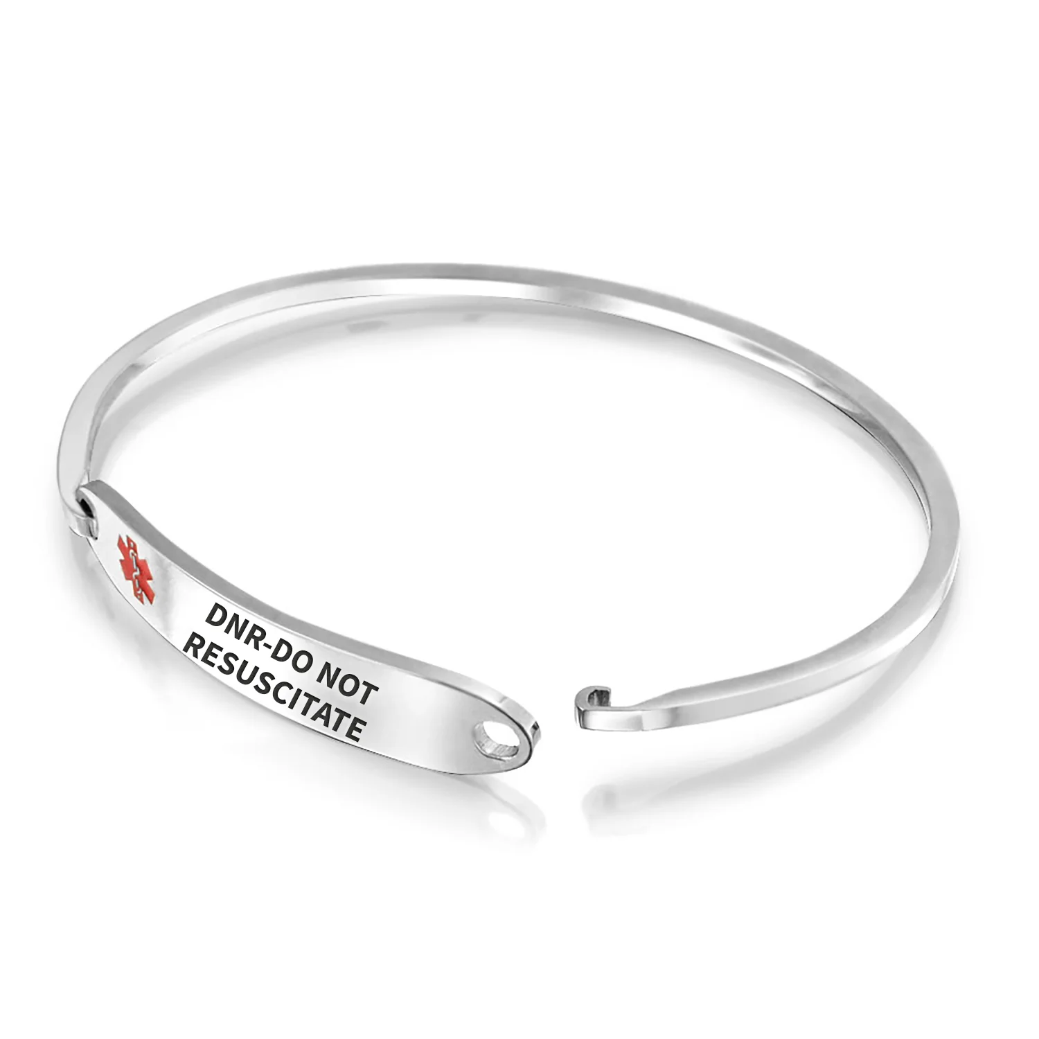 Sleek Medical ID Bracelet Bangle Stainless Steel 7 Inch - Image 54