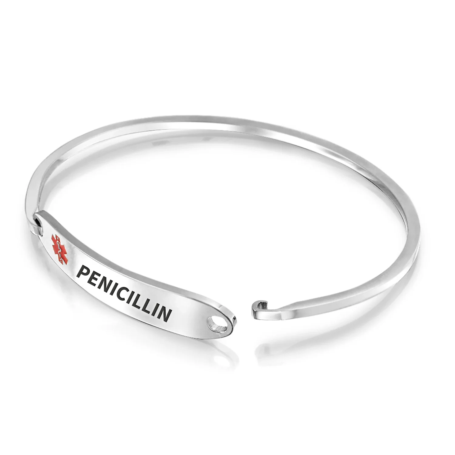 Sleek Medical ID Bracelet Bangle Stainless Steel 7 Inch - Image 56