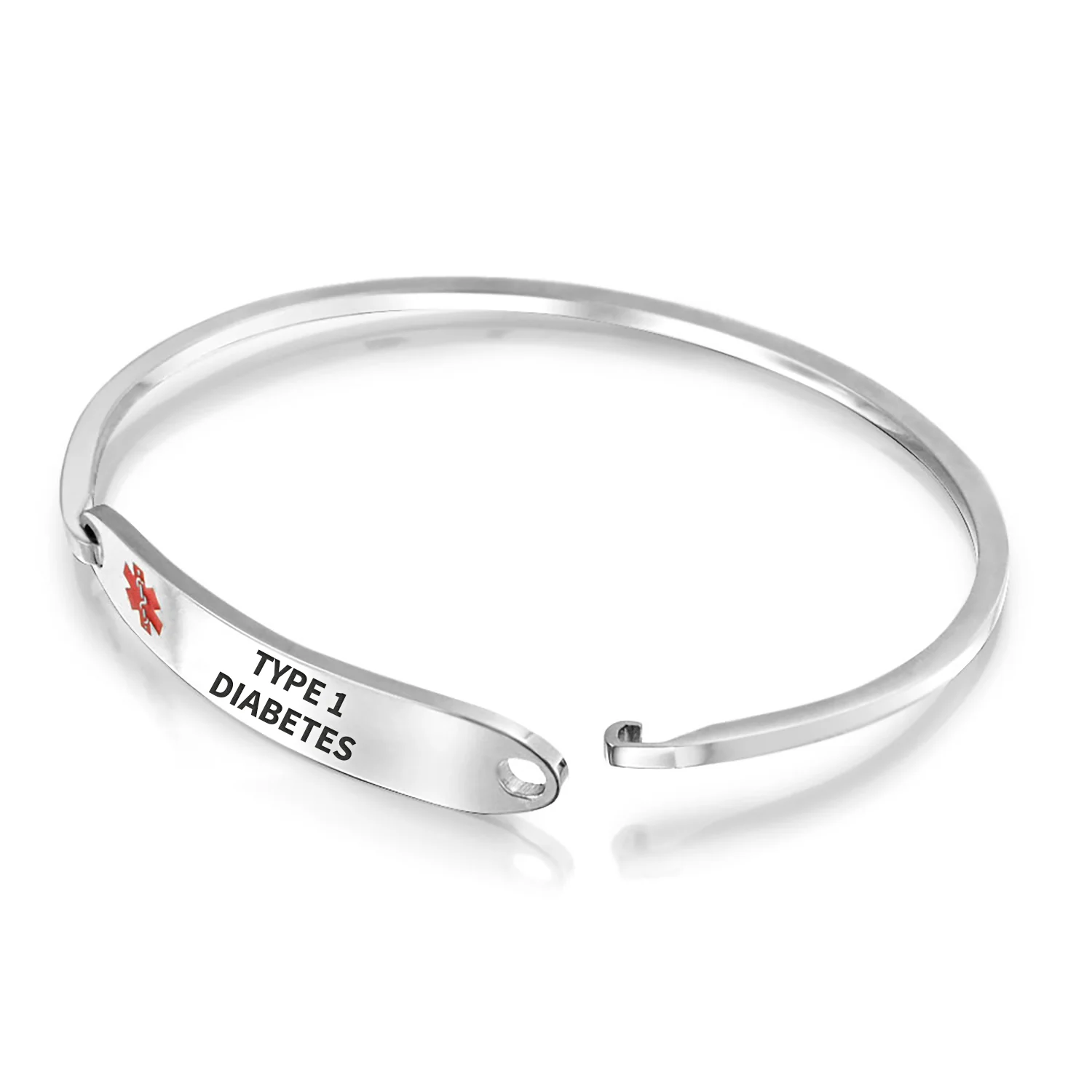 Sleek Medical ID Bracelet Bangle Stainless Steel 7 Inch - Image 57