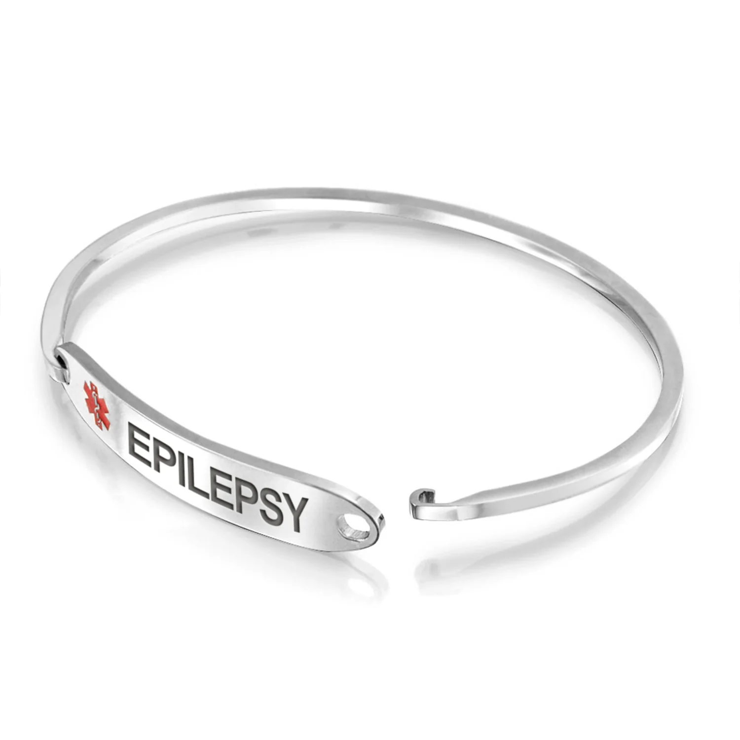 Sleek Medical ID Bracelet Bangle Stainless Steel 7 Inch - Image 59