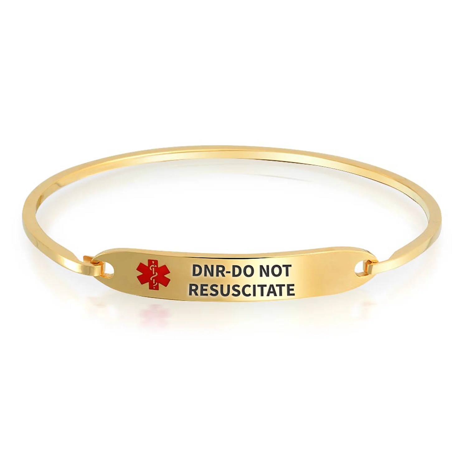 Sleek Medical ID Bracelet Bangle Stainless Steel 7 Inch - Image 6