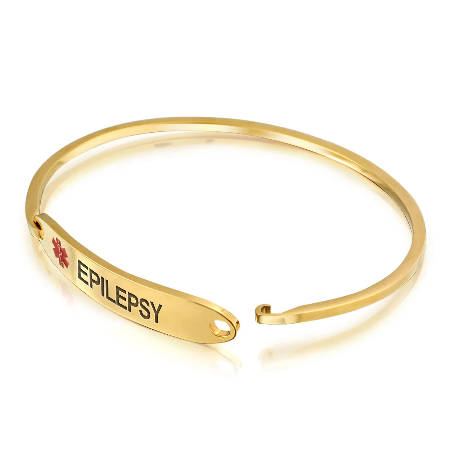 Sleek Medical ID Bracelet Bangle Stainless Steel 7 Inch - Image 60