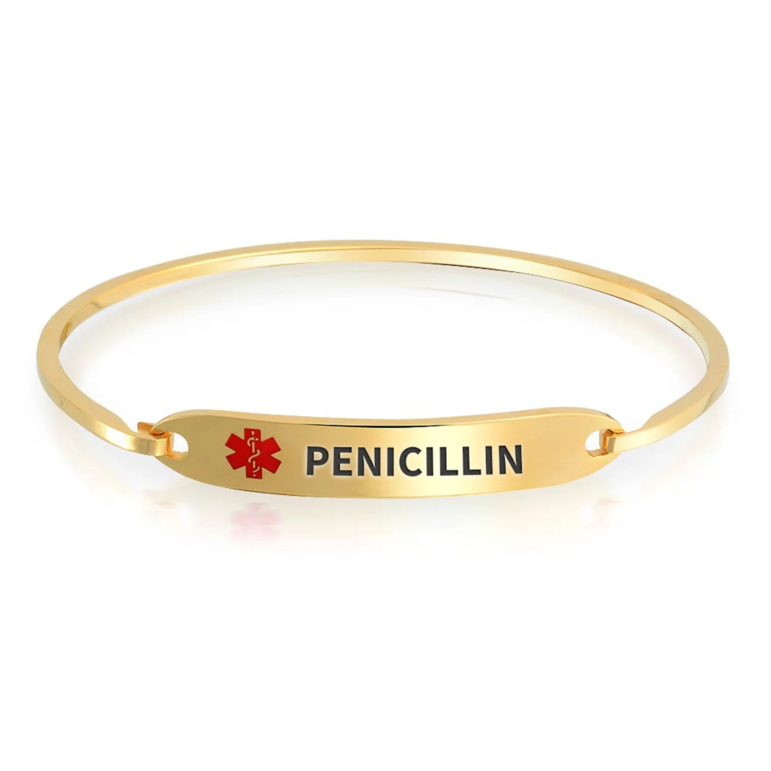 Sleek Medical ID Bracelet Bangle Stainless Steel 7 Inch - Image 8
