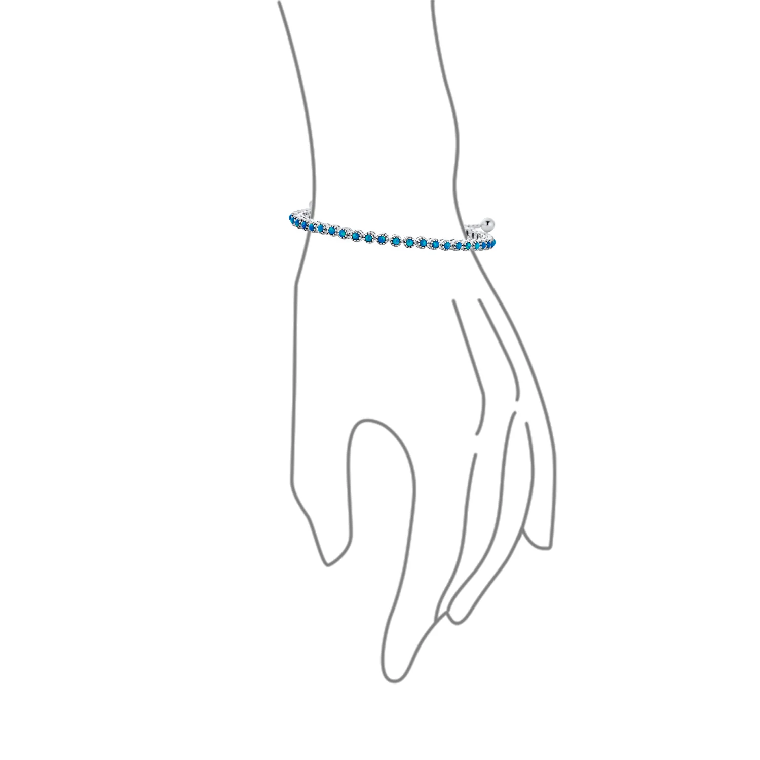 Milgrain Bezel Created Opal Tennis Bolo Bracelet 14K Gold Plated .925 Sterling Silver - Image 5