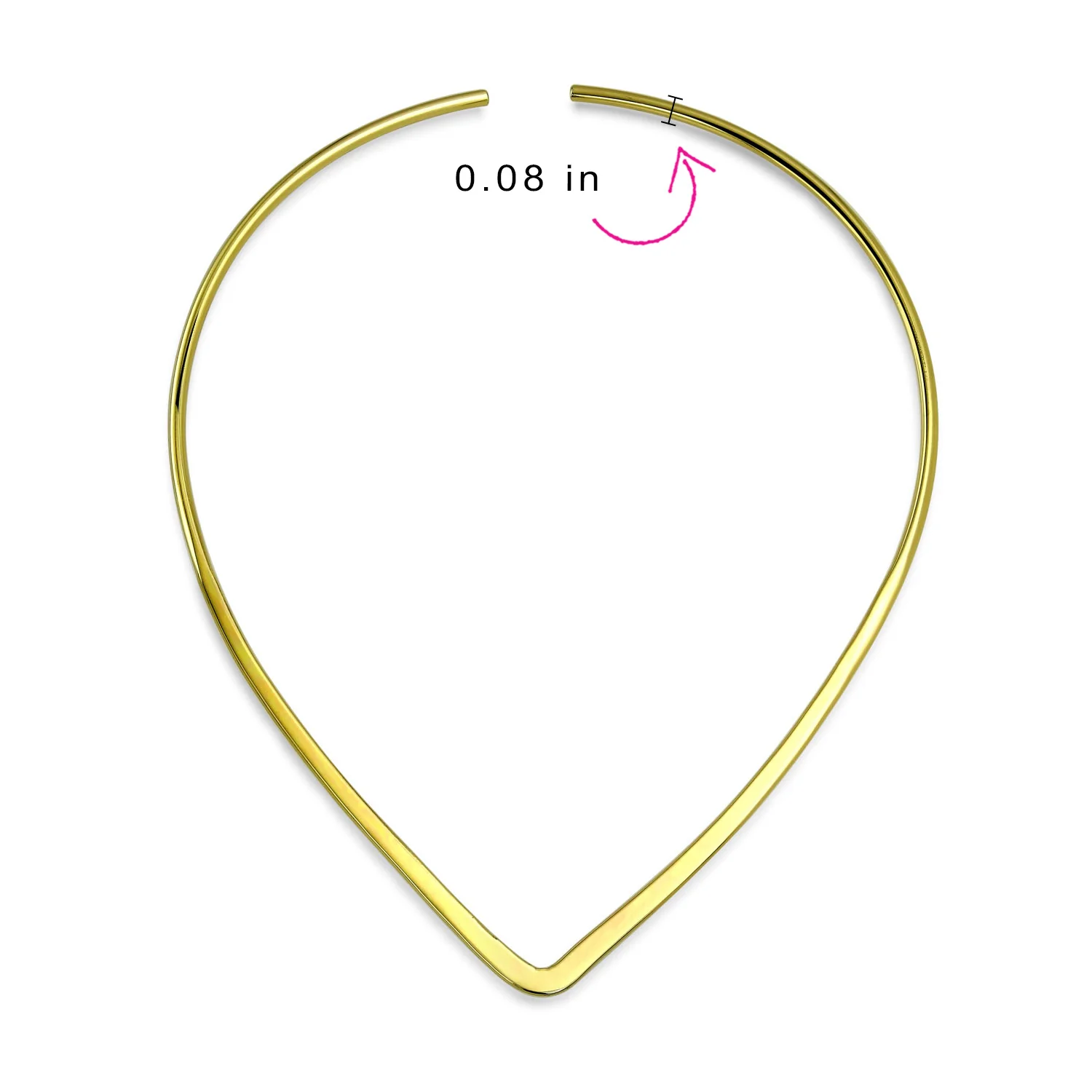 Slender V Shape Choker Necklace for Teens 14K Yellow Gold Plated Modern Style - Image 3