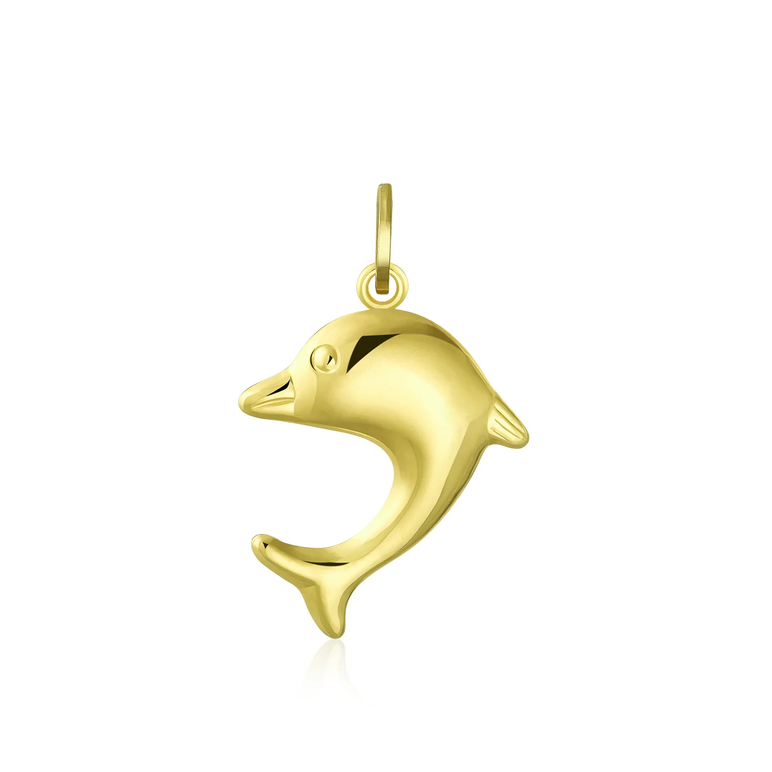 Nautical Jewelry Tiny 14K Yellow Gold Dolphin Pendant Necklace No Chain - Image 2