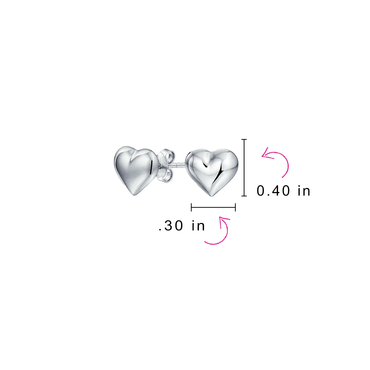 Small Heart Shaped Puffed Stud Earrings for Girlfriend, Sterling Silver 8MM - Image 4