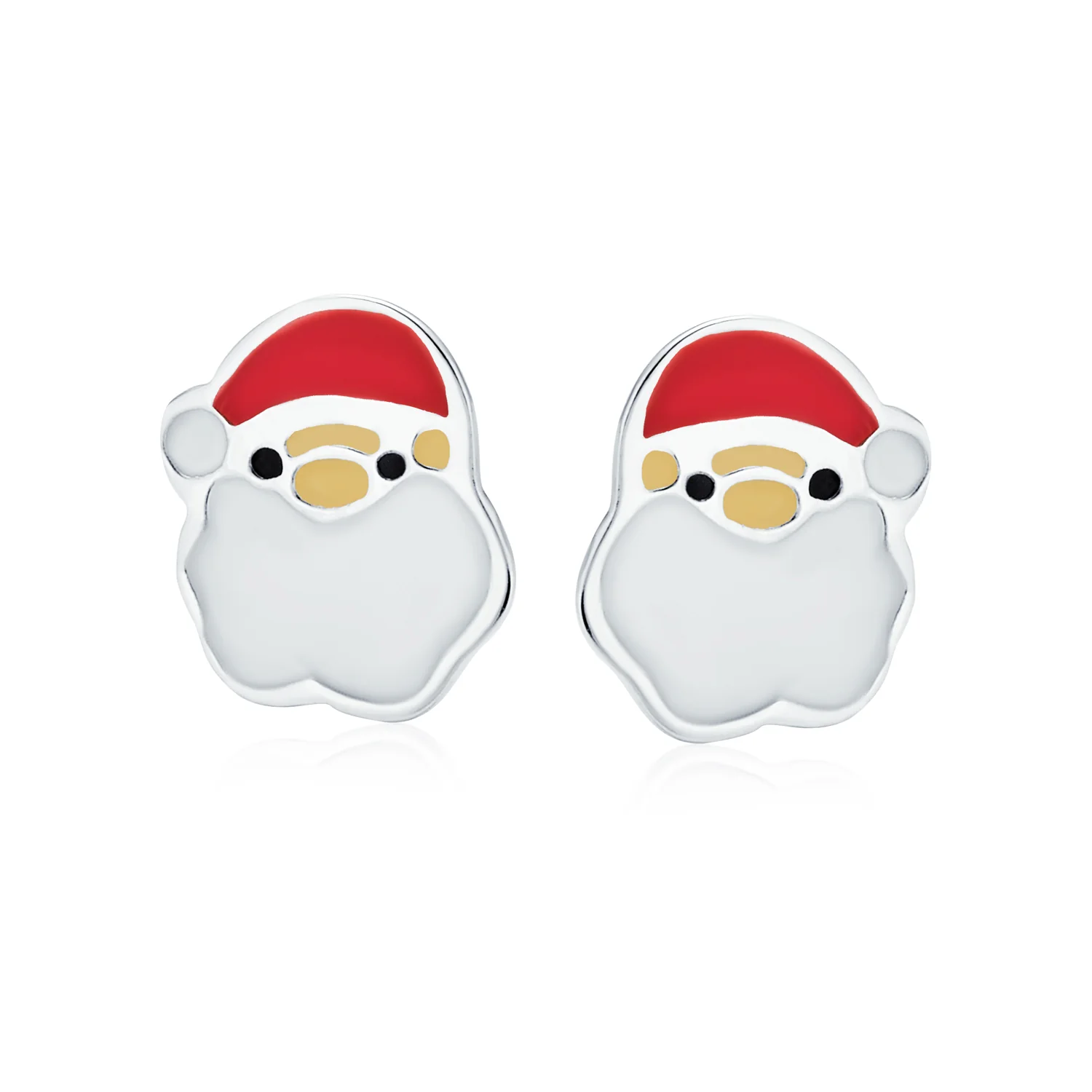 Small Holiday Winter Red Enamel Santa Claus Stud Earrings in Sterling Silver - Image 2