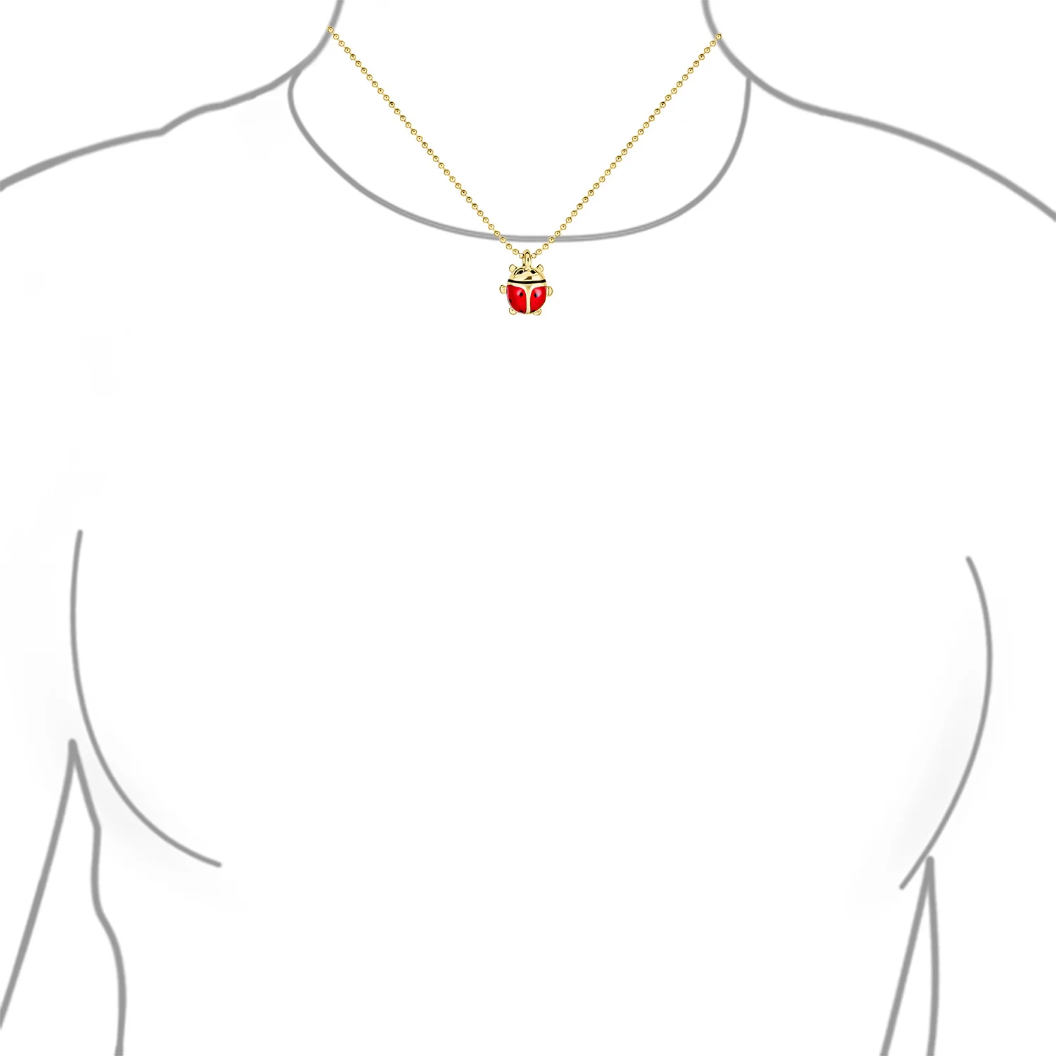 Small Red Enamel Ladybug Pendant Necklace Stud Earrings Set - Image 10