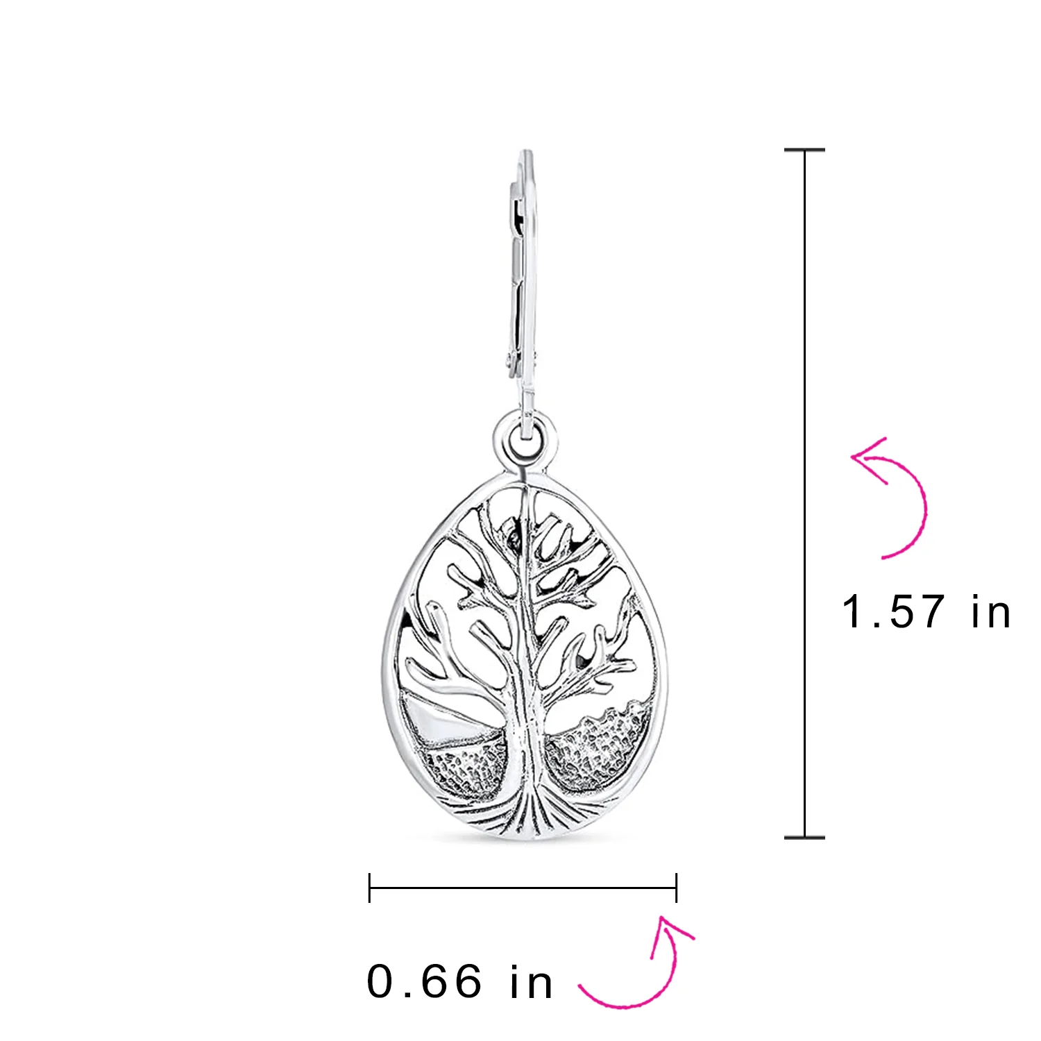 Small Round Circle Family Tree Dangle Earrings  Sterling Silver Nature - Image 4