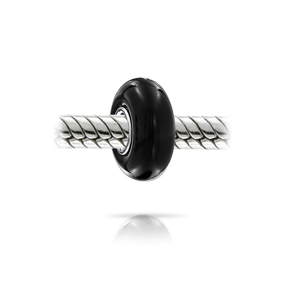 Smooth Opaque Murano Glass Charm Bead for European Bracelets Sterling Silver - Image 7
