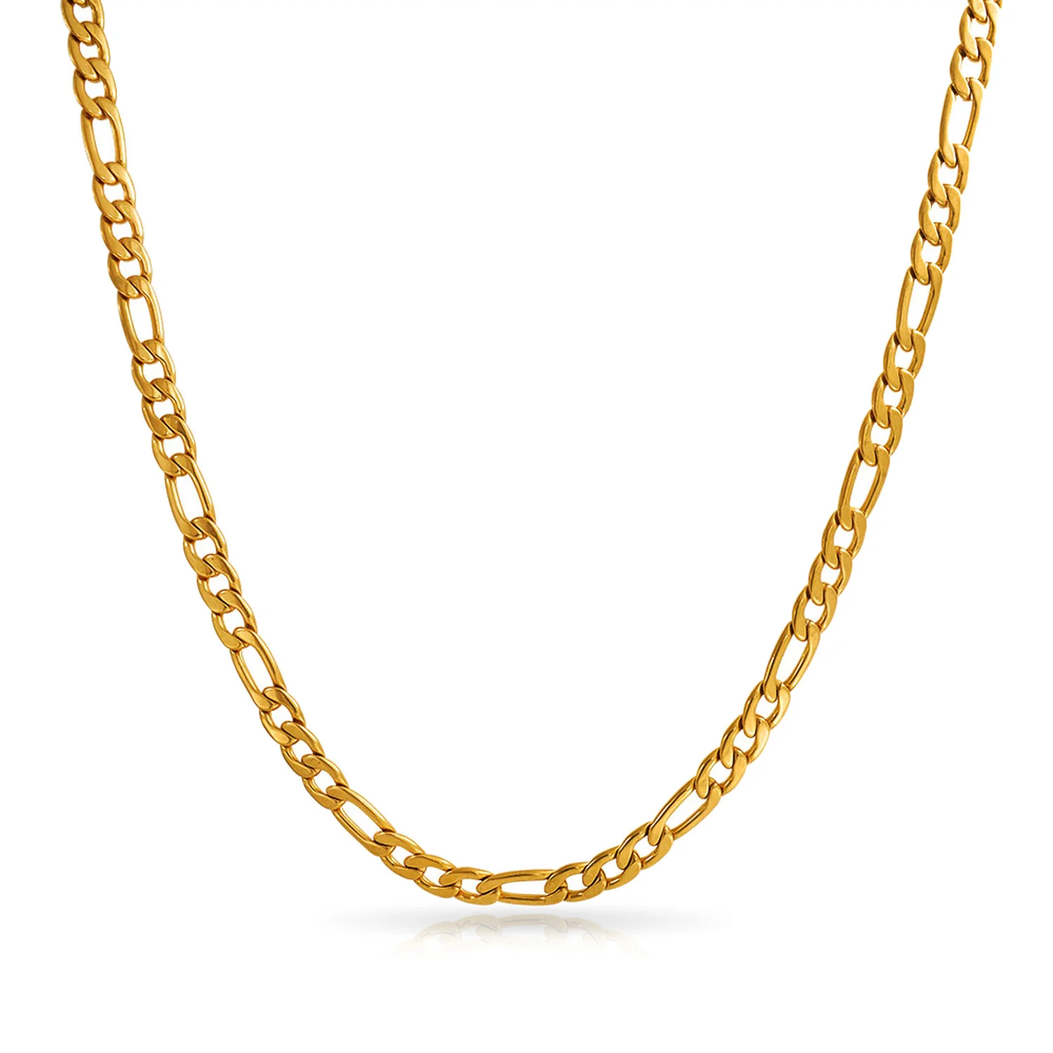 Heavy Solid 7MM Gold Plated Stainless Steel Figaro Chain Necklace 24 Inch - Image 2