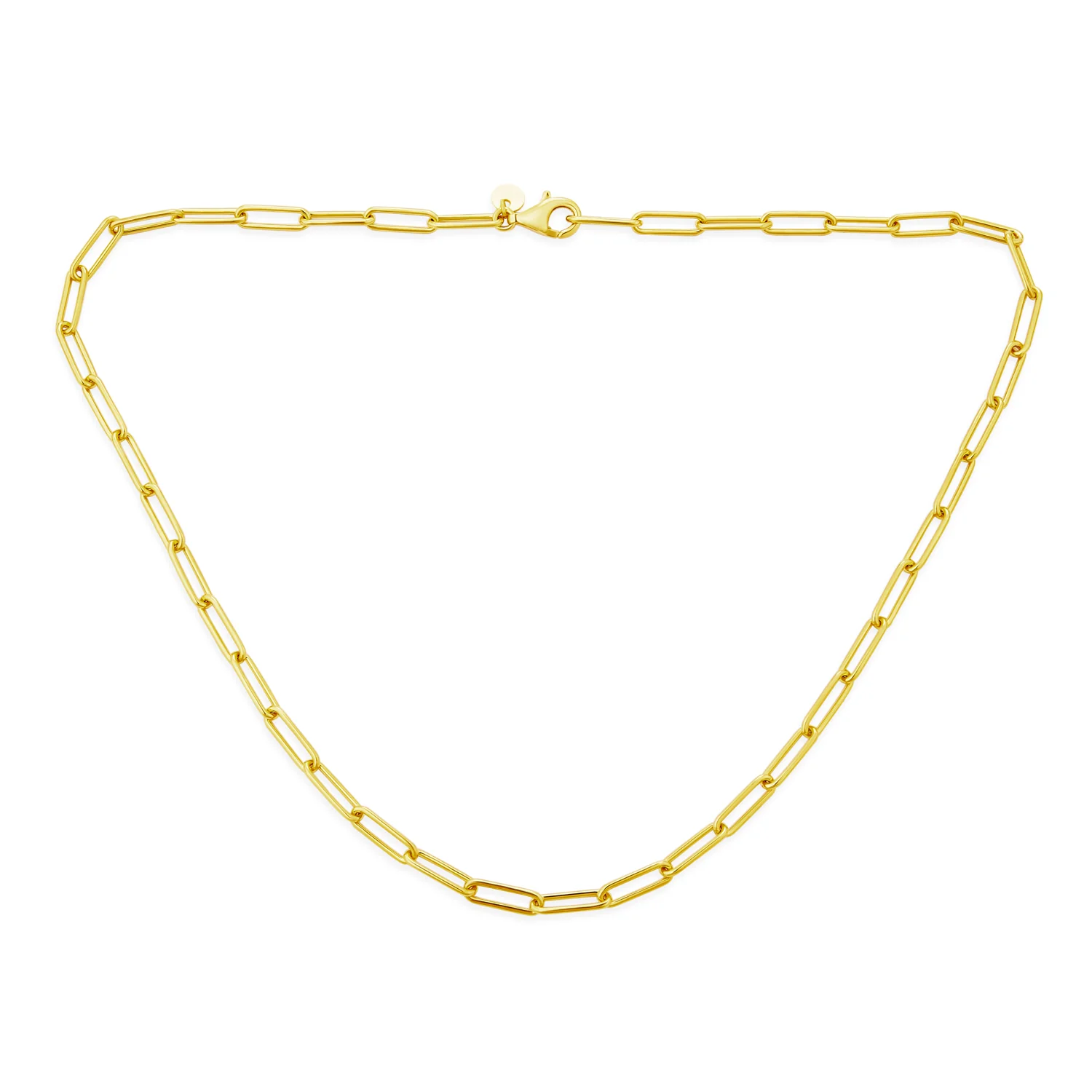 Solid 14K Gold Over Sterling Silver Italian Paperclip Chain Necklace for Men - Image 2