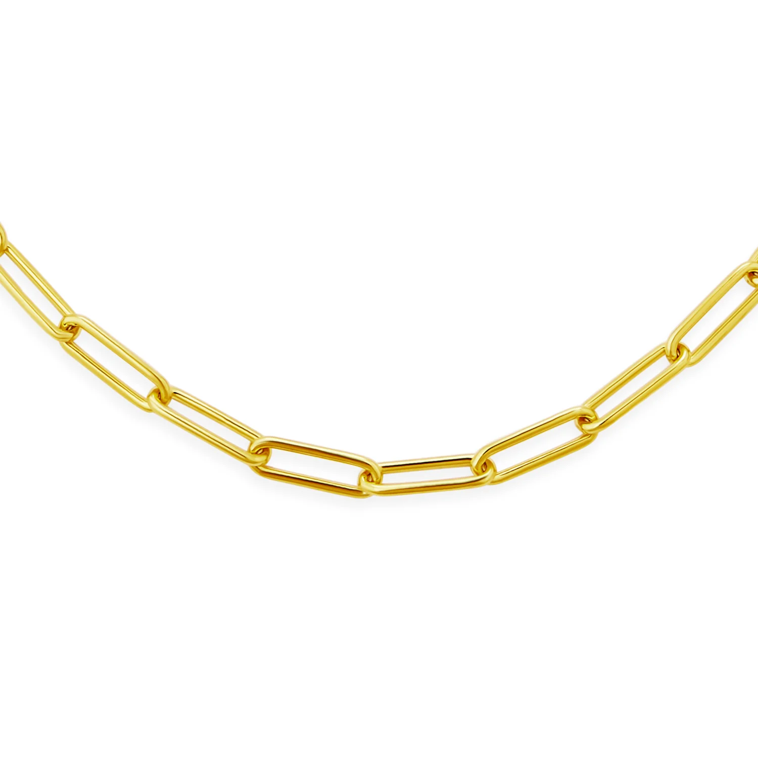 Solid 14K Gold Over Sterling Silver Italian Paperclip Chain Necklace for Men - Image 4