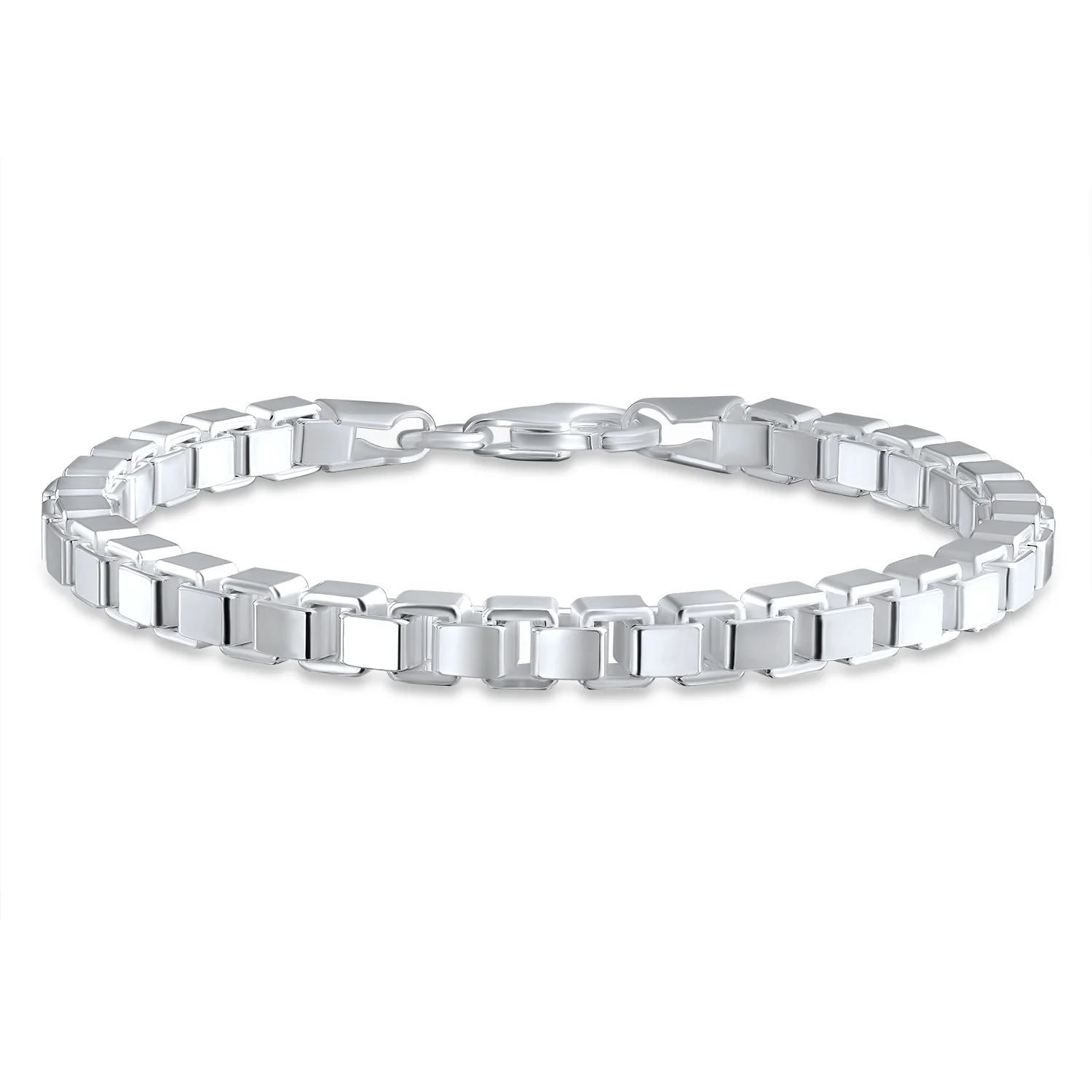 Solid Heavy Venetian Box Link Chain Bracelet .925 Sterling Silver 7.5 Inch