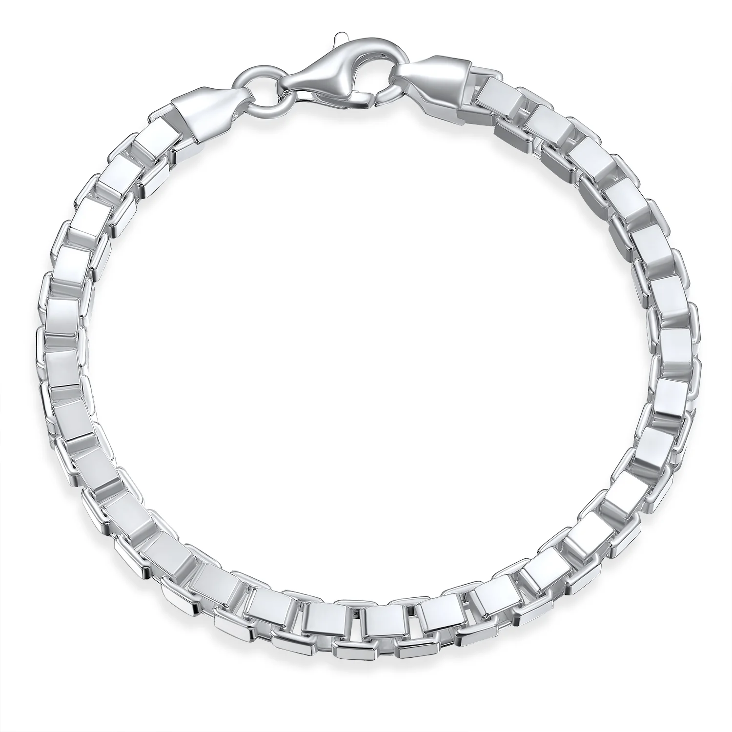 Solid Heavy Venetian Box Link Chain Bracelet .925 Sterling Silver 7.5 Inch - Image 2