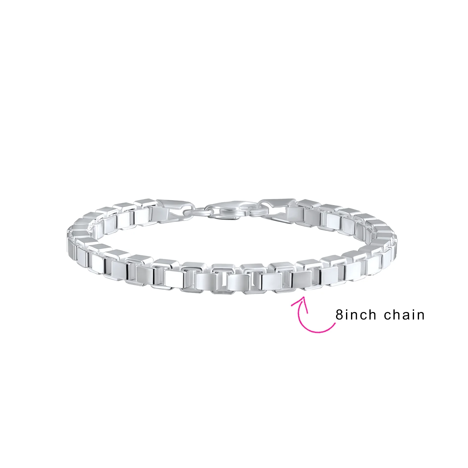Solid Heavy Venetian Box Link Chain Bracelet .925 Sterling Silver 7.5 Inch - Image 5